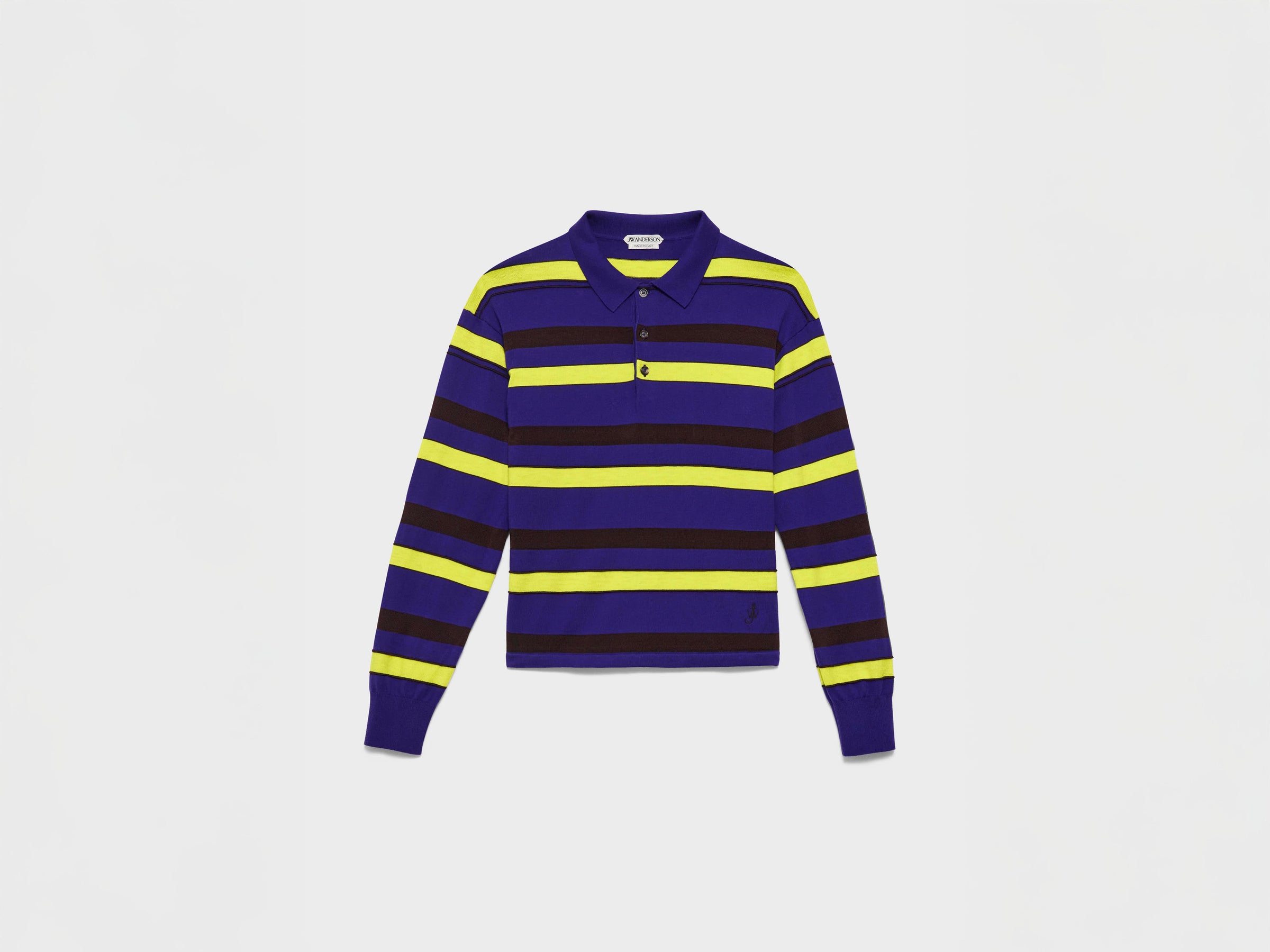 WOMENS KNITTED STRIPED RUGBY POLO TOP IN ULTRAVIOLET