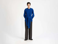 SLEEVE-TIE WAISTED JUMPER IN COBALT
