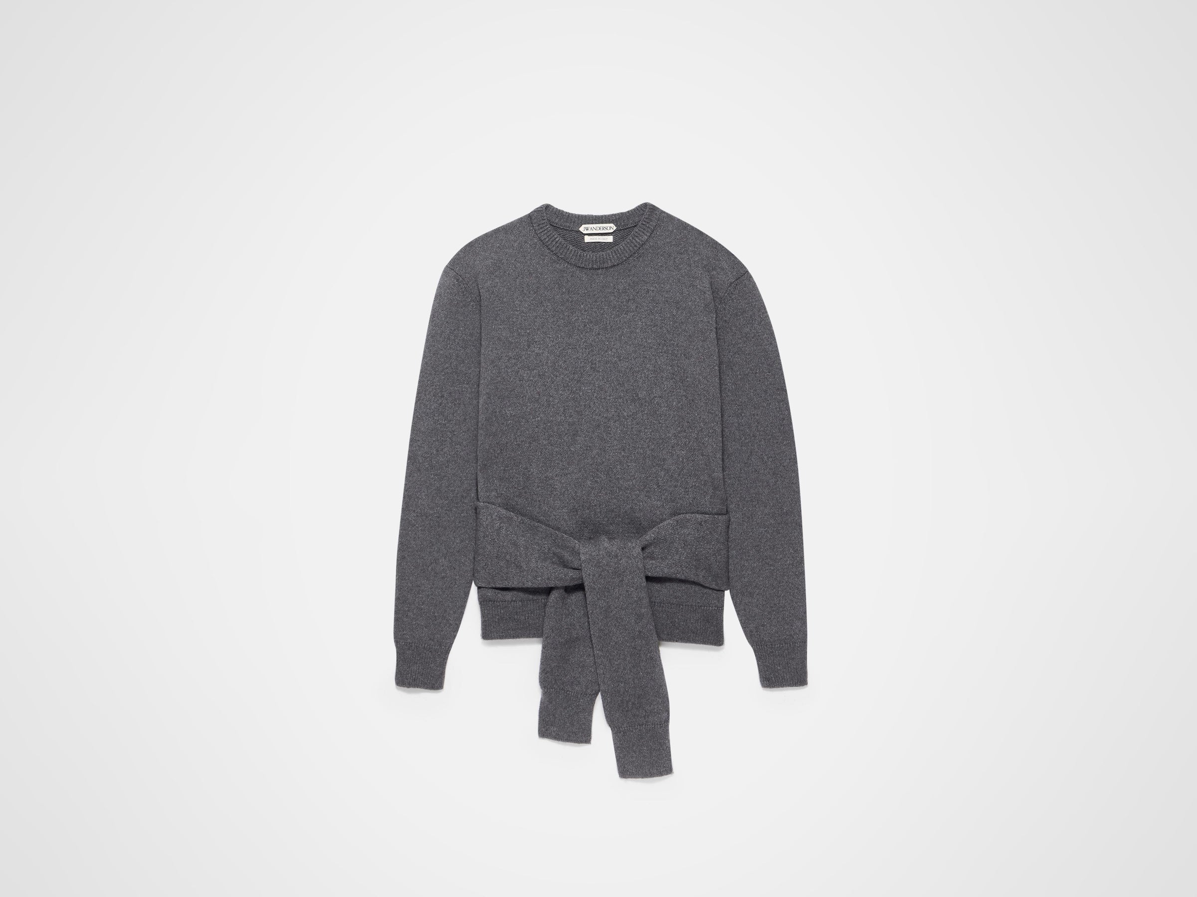 waist tie jumper charcoal melange Product Front 7