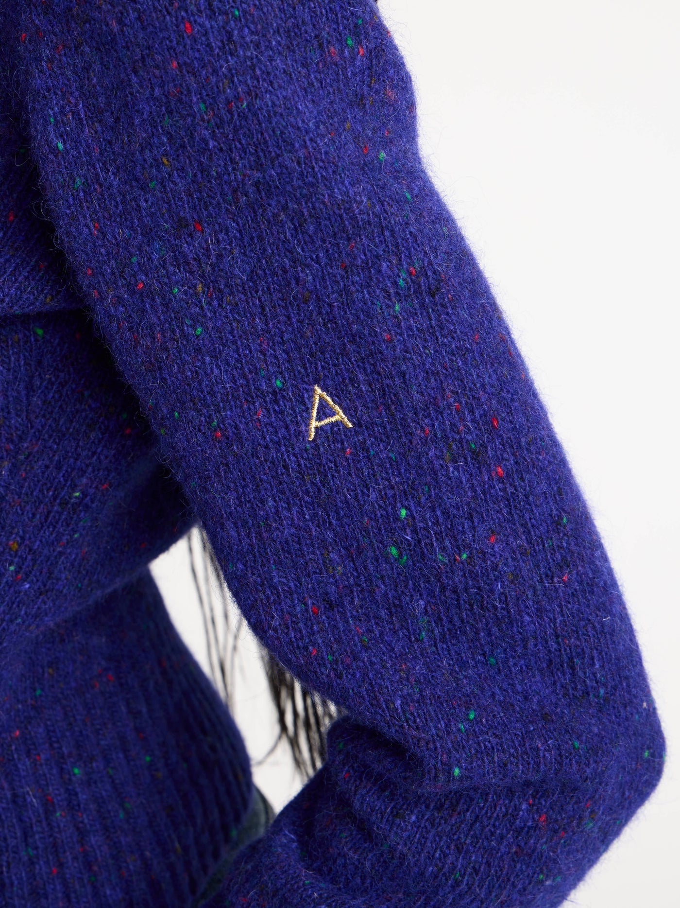 sleeve embroidered crew neck jumper violet 1 Model Detail 4