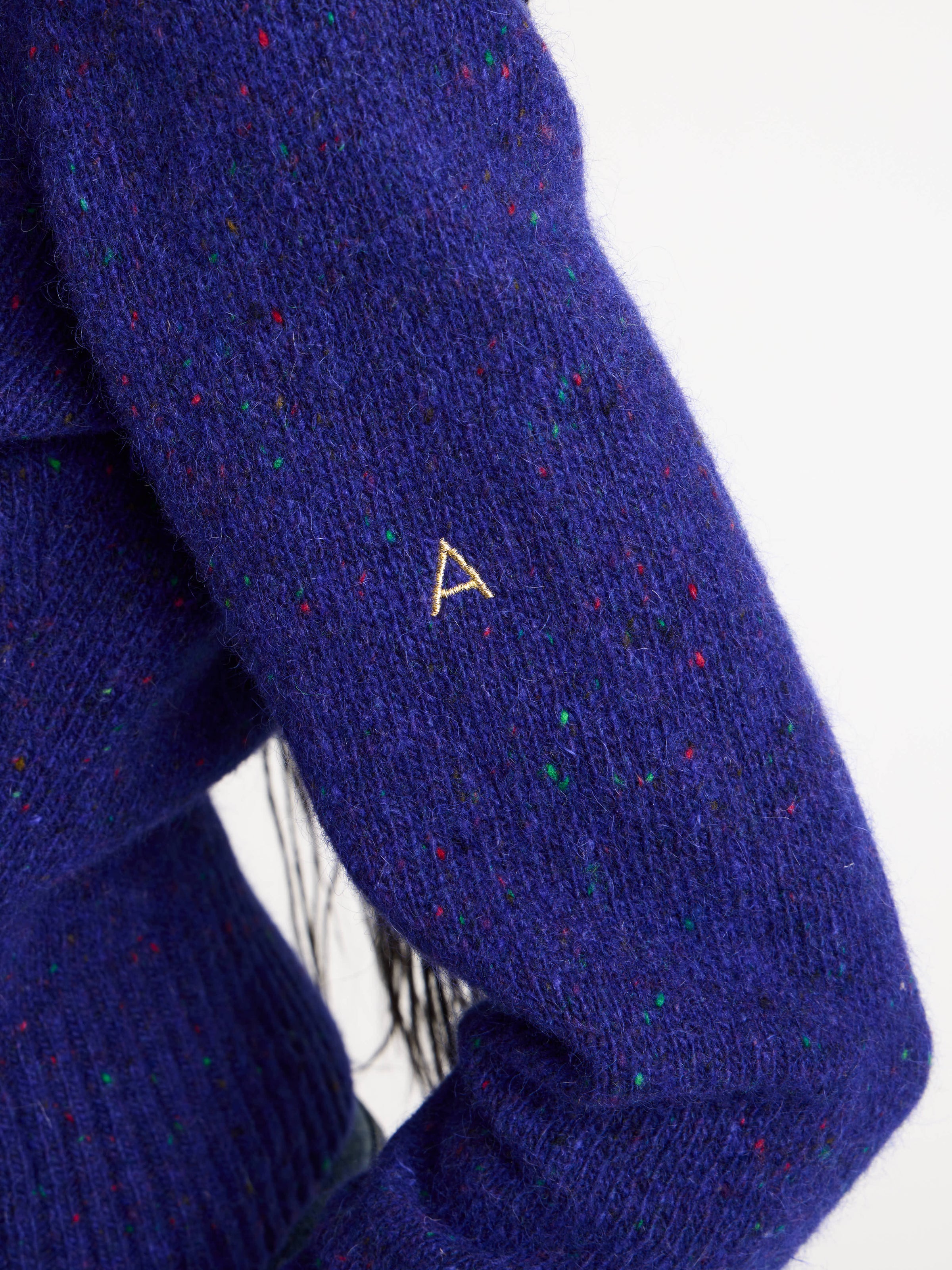 sleeve embroidered crew neck jumper violet 1 Model Detail 4