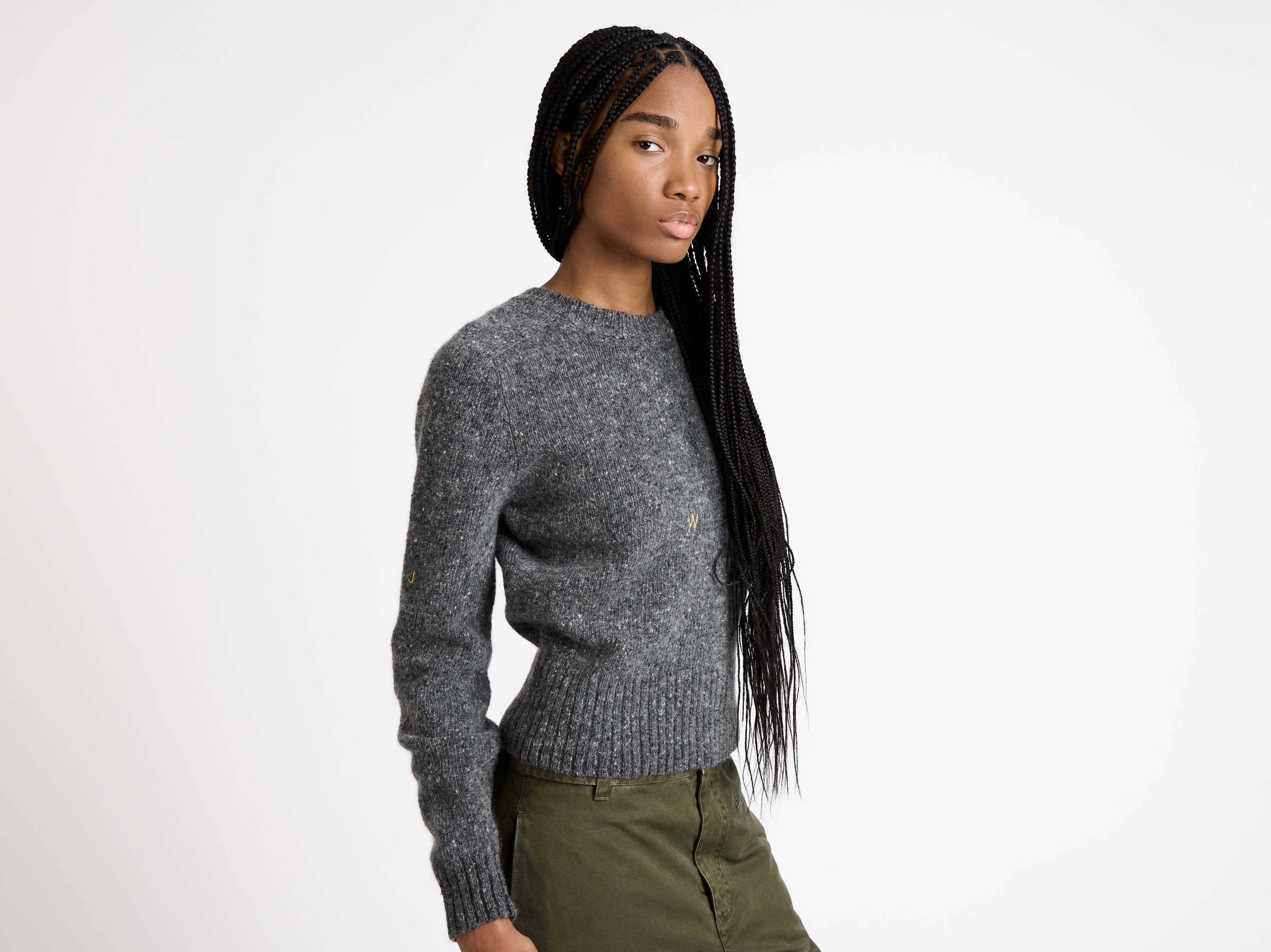 CL_SLEEVE EMBROIDERED CREW NECK JUMPER - VIOLET_KW1452YN0458