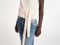 waist tie tank top ivory Model Back 1