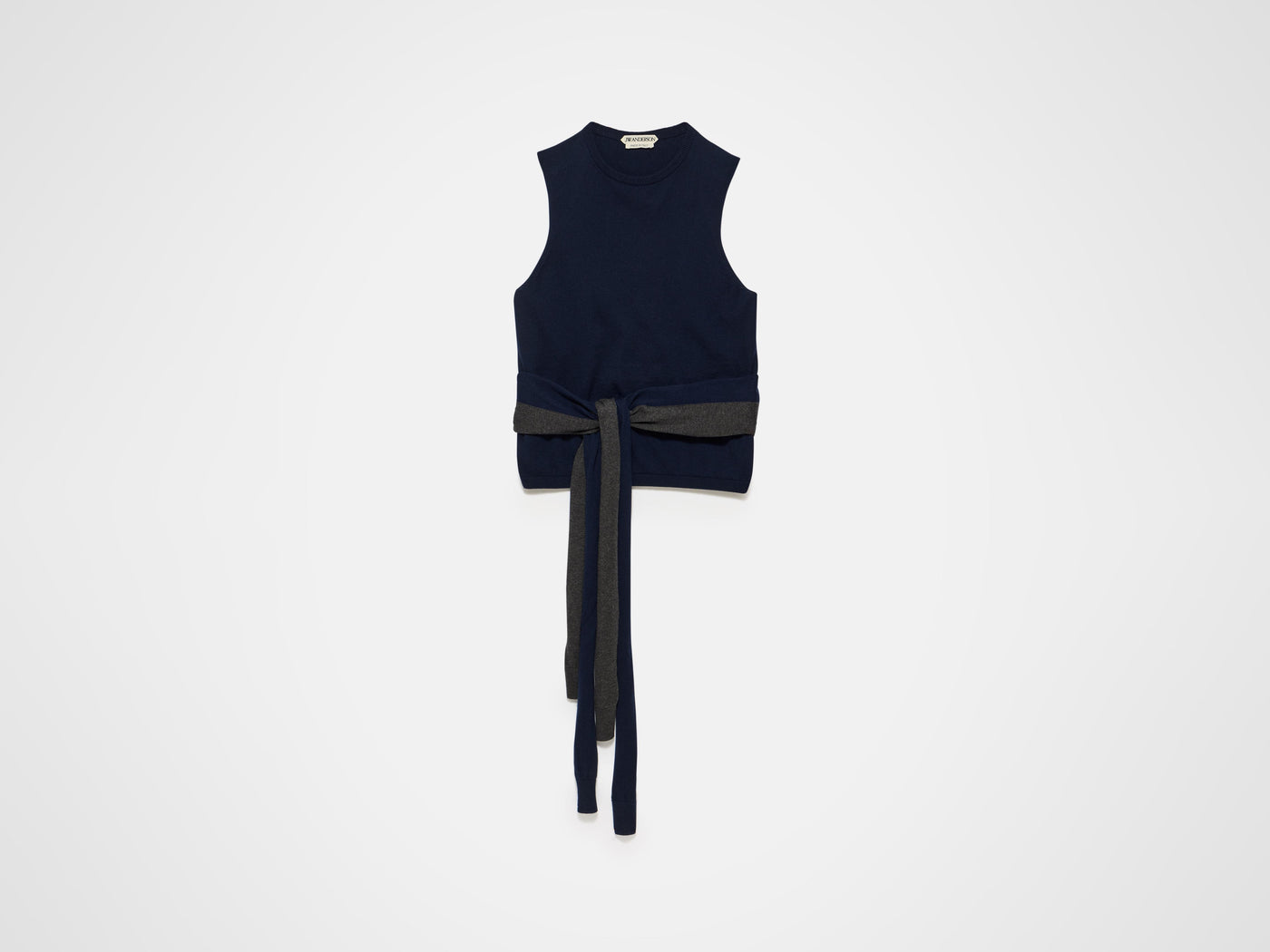 waist tie tank top navy Product Front 5