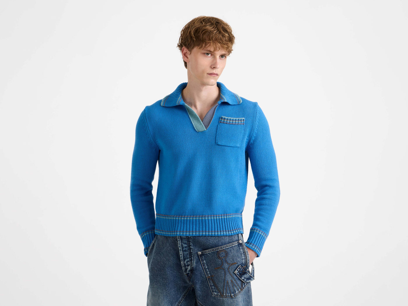 CL_SHRUNKEN POLO JUMPER - CORNFLOWER BLUE_KW1456YN0454