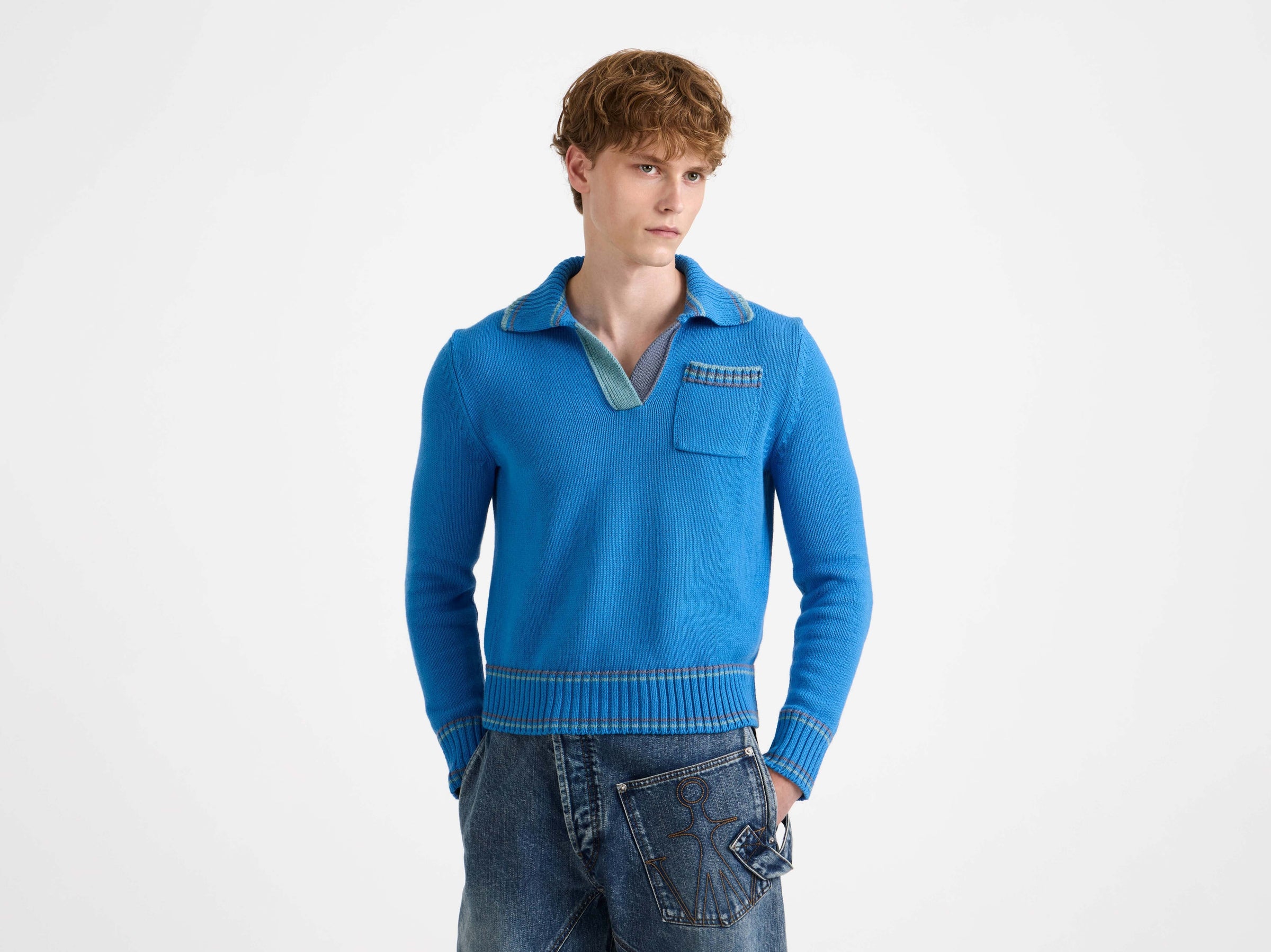 CL_SHRUNKEN POLO JUMPER - CORNFLOWER BLUE_KW1456YN0454