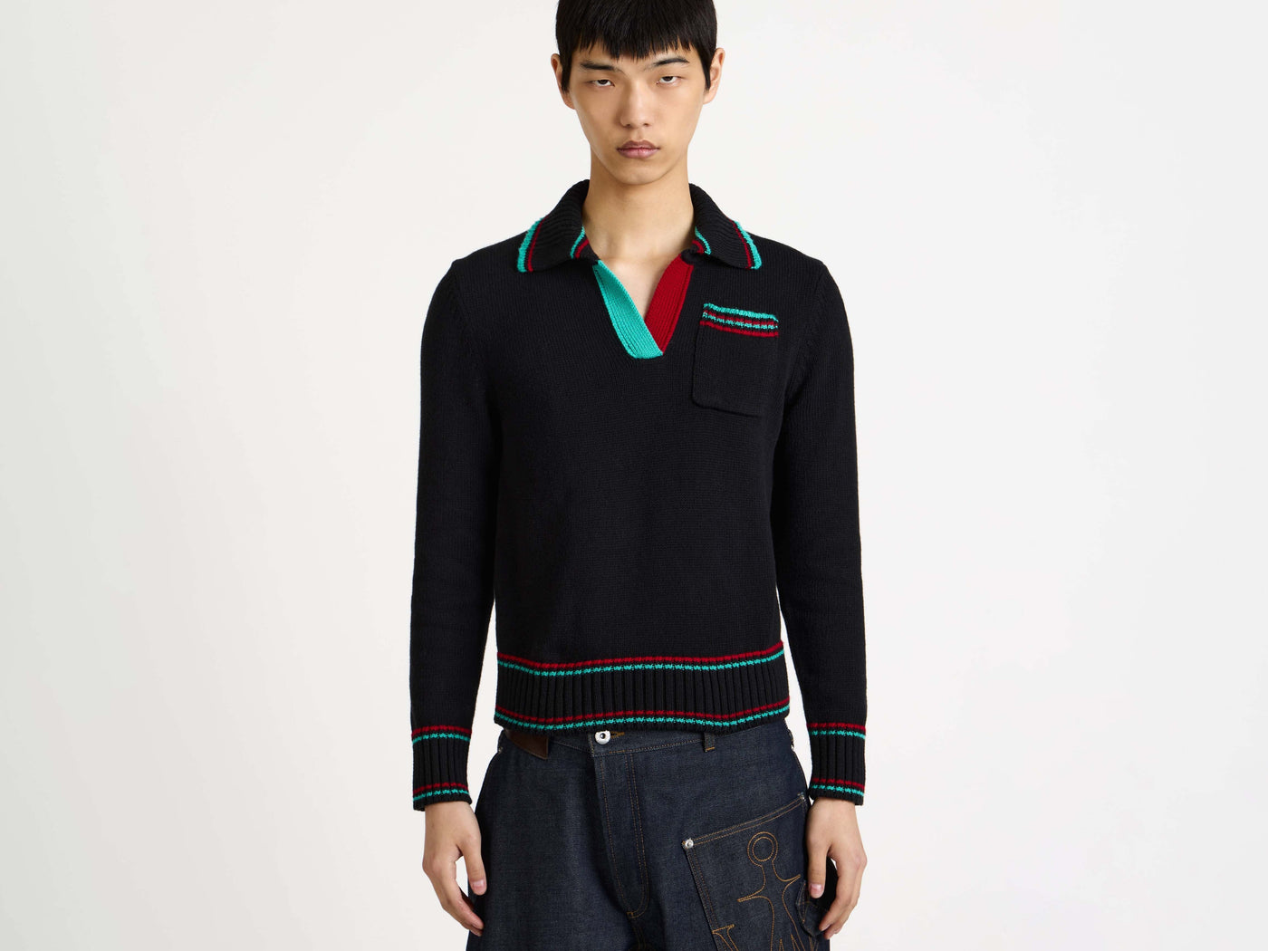 shrunken polo jumper black 1 Model Detail 1
