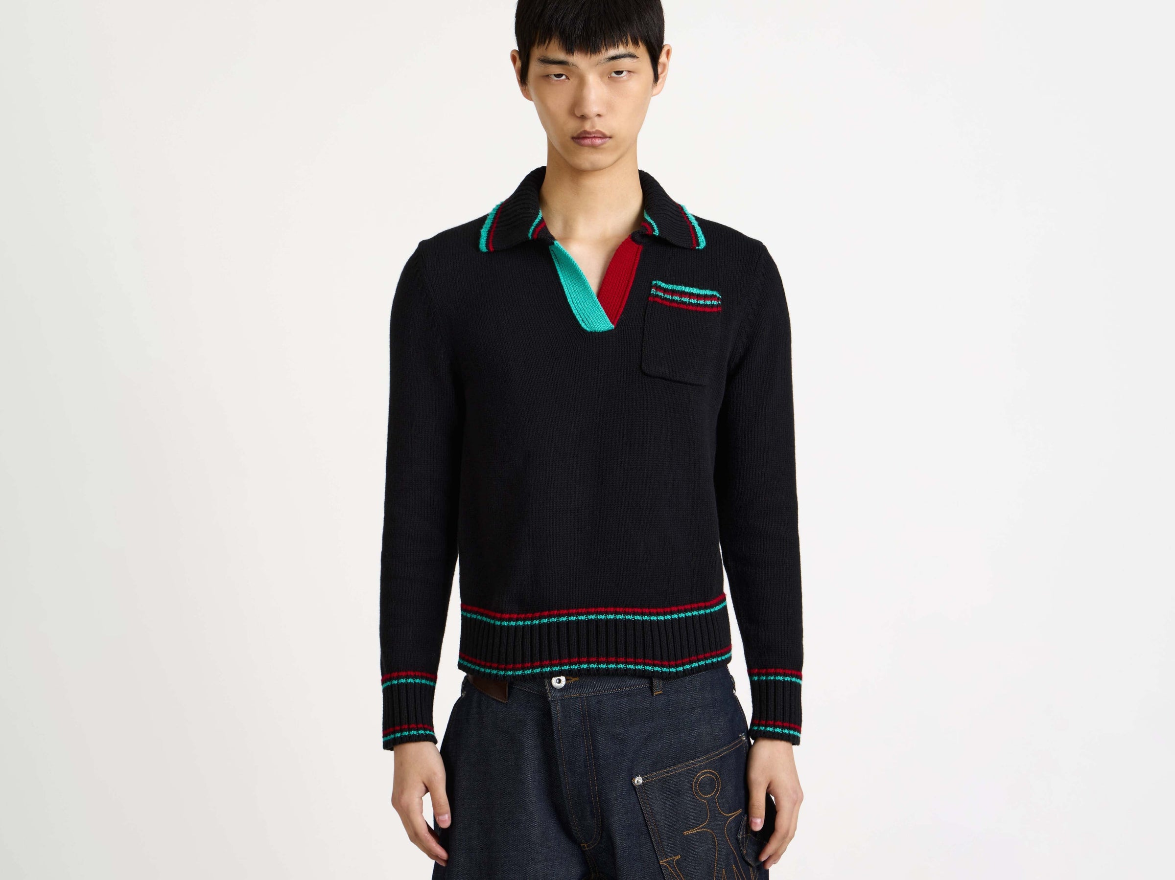 shrunken polo jumper black 1 Model Detail 1