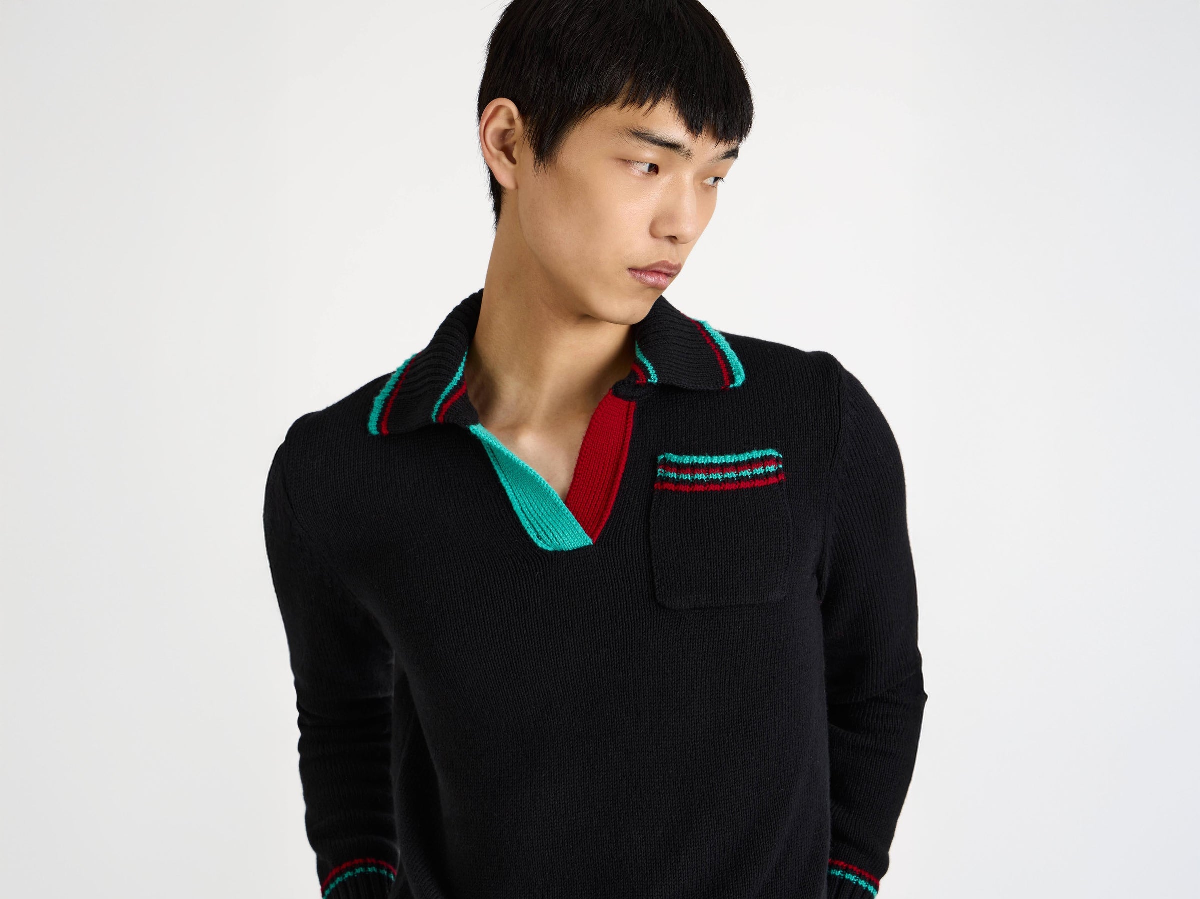 shrunken polo jumper black 1 Model Front 6