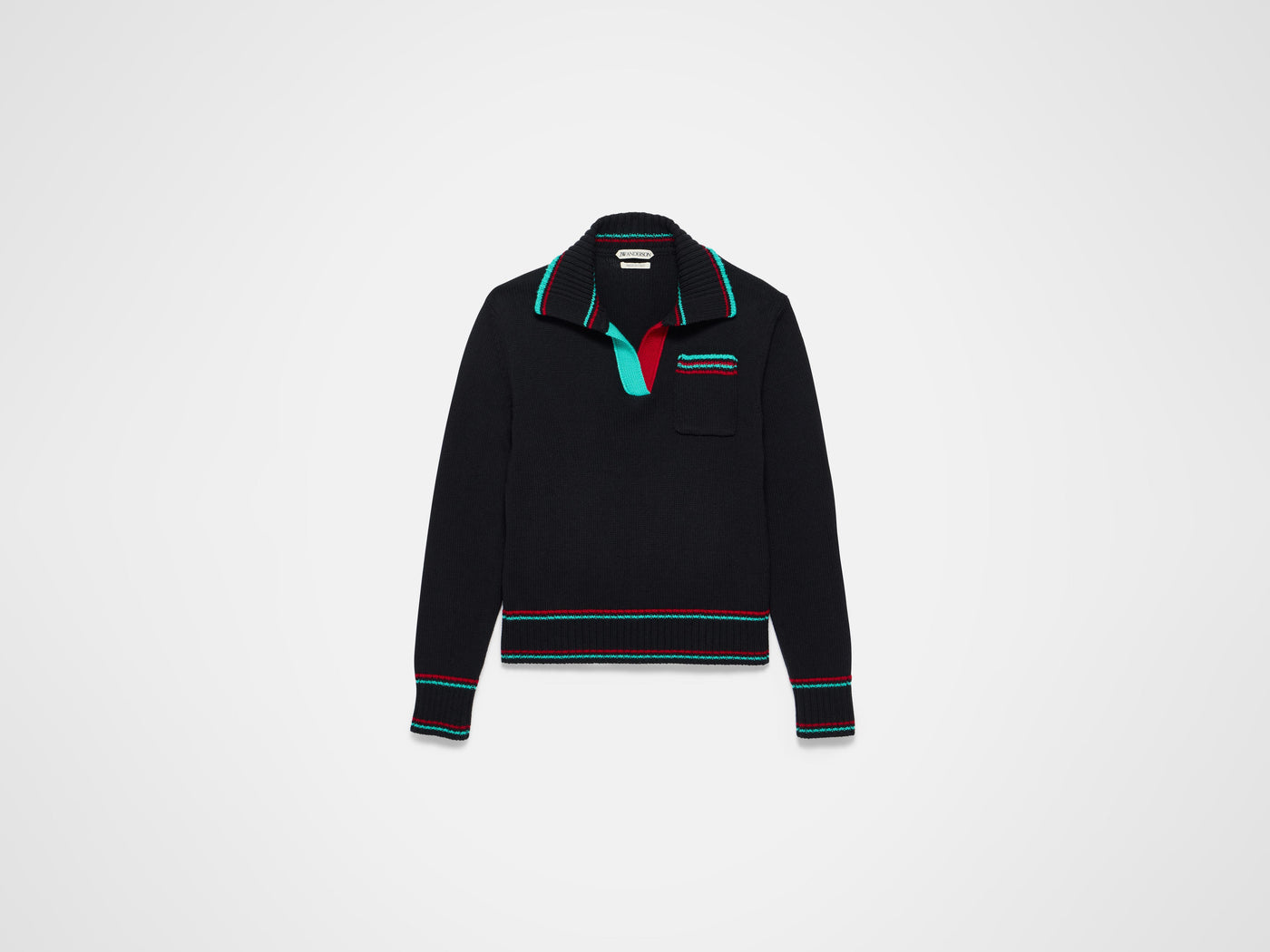 MENS SHRUNKEN POLO JUMPER IN BLACK