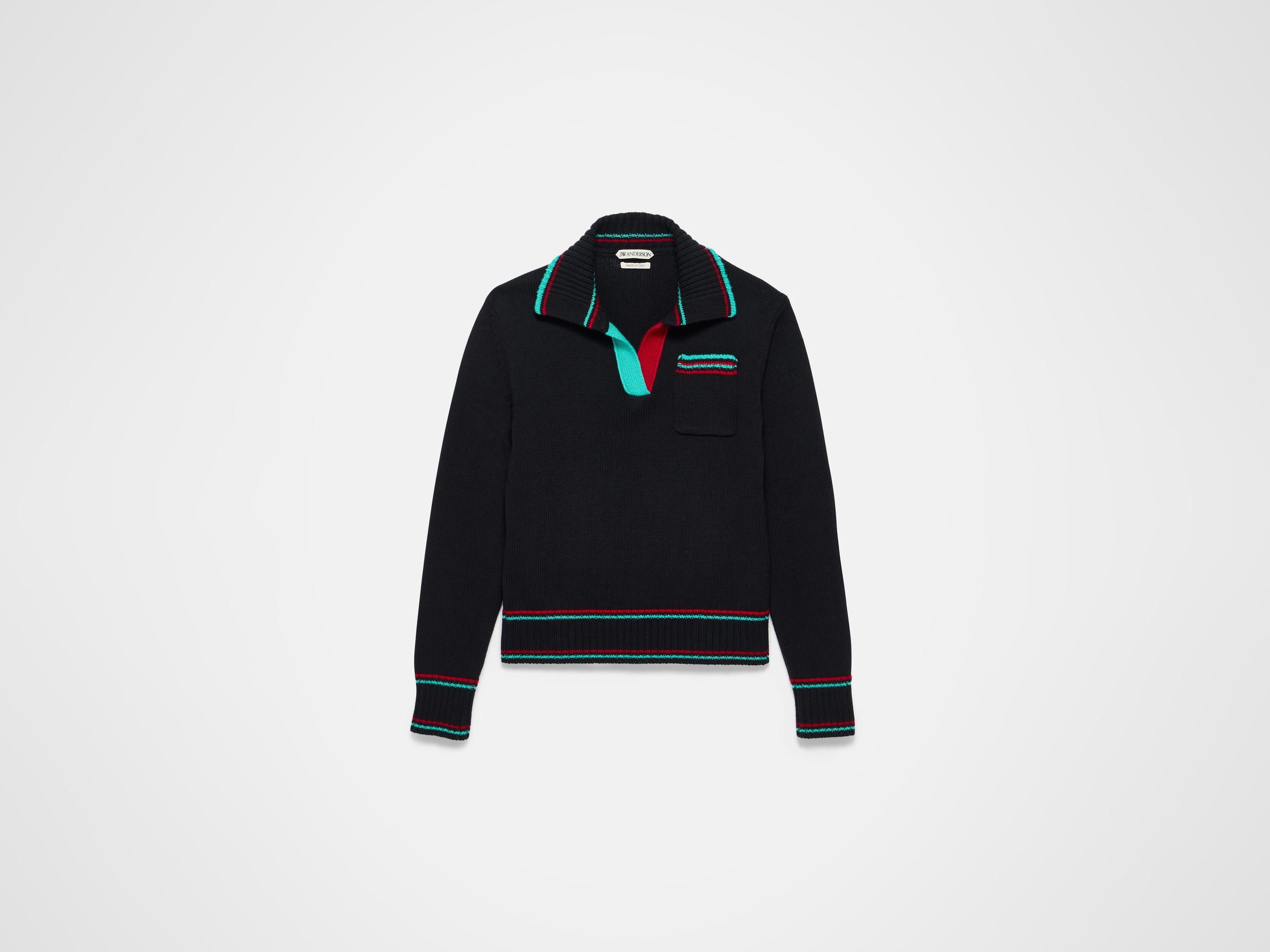 MENS SHRUNKEN POLO JUMPER IN BLACK