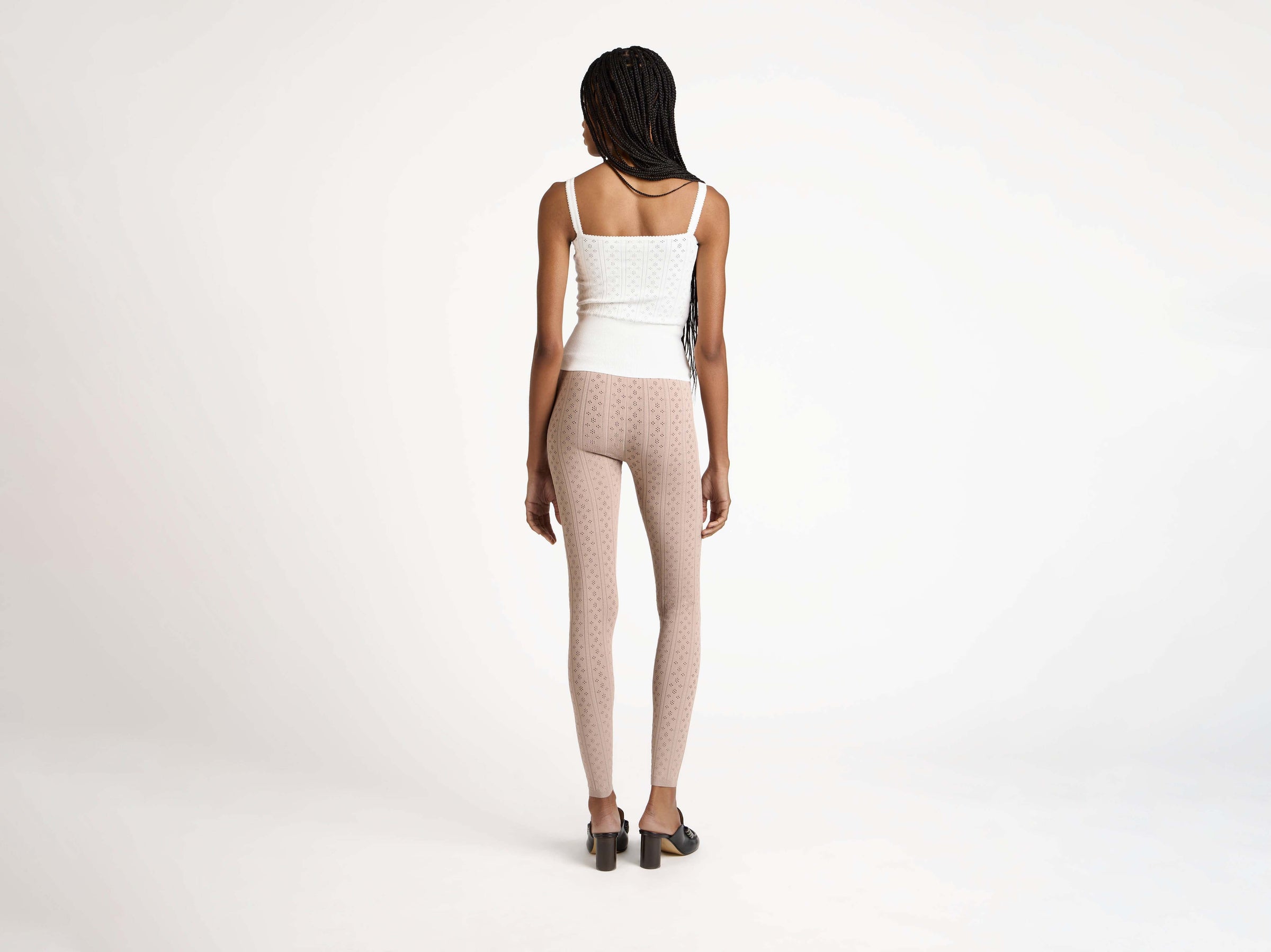 pointelle tank top off white Model Back 6