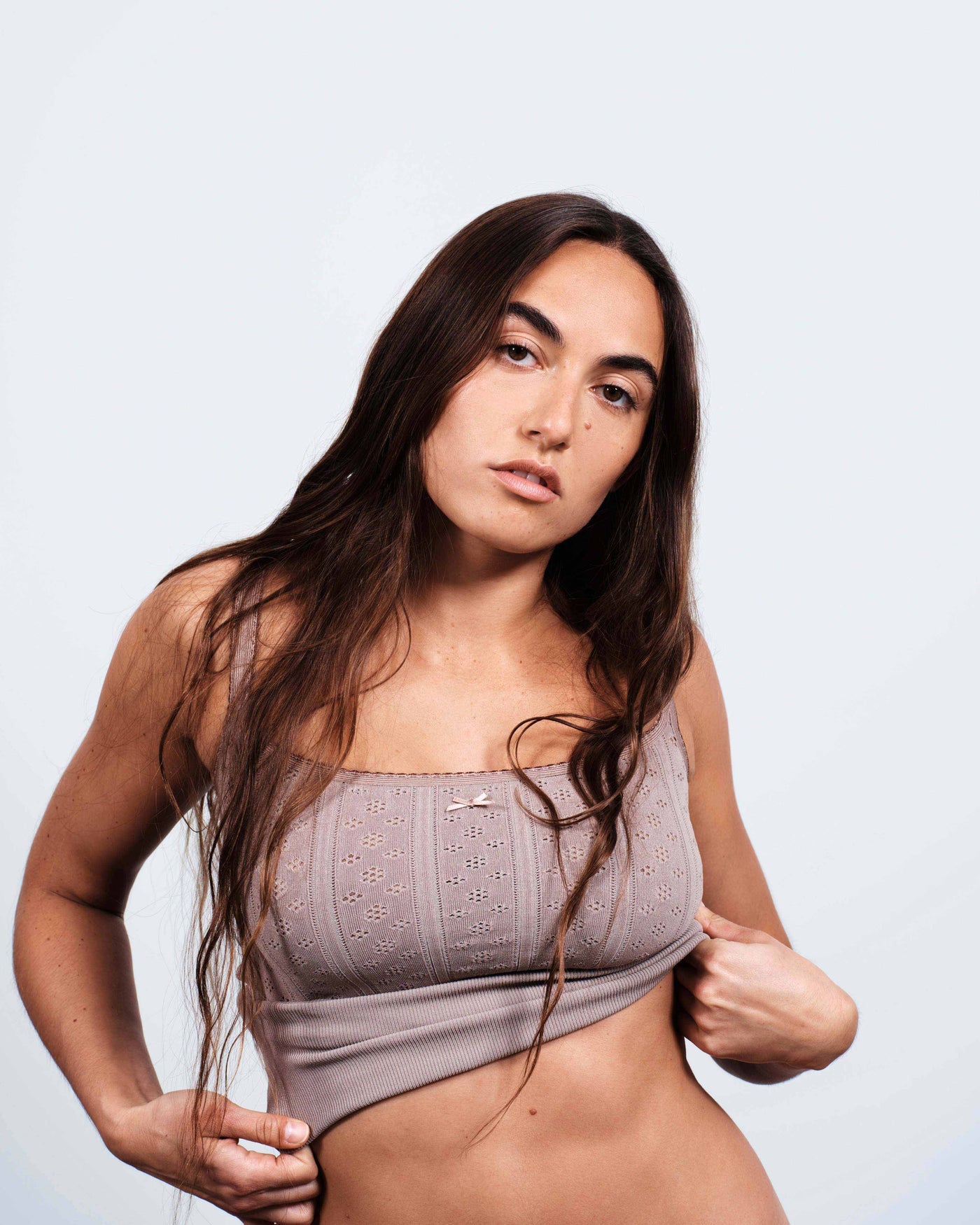 pointelle tank top taupe Creative 2