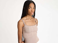 pointelle tank top taupe Model Detail 1