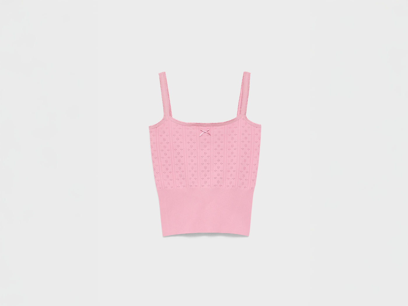 WOMENS KNITTED POINTELLE CAMI TOP IN ROSE PINK