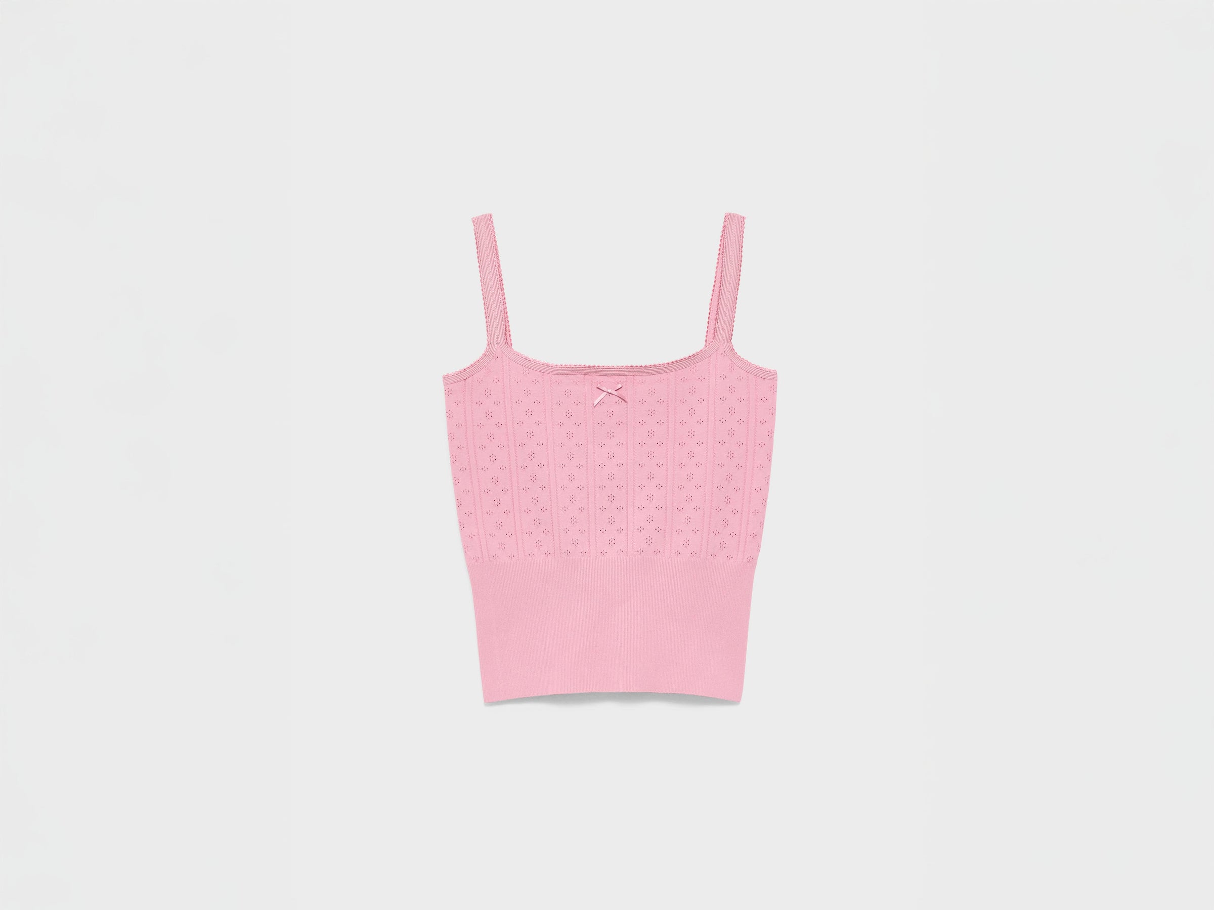 WOMENS KNITTED POINTELLE CAMI TOP IN ROSE PINK