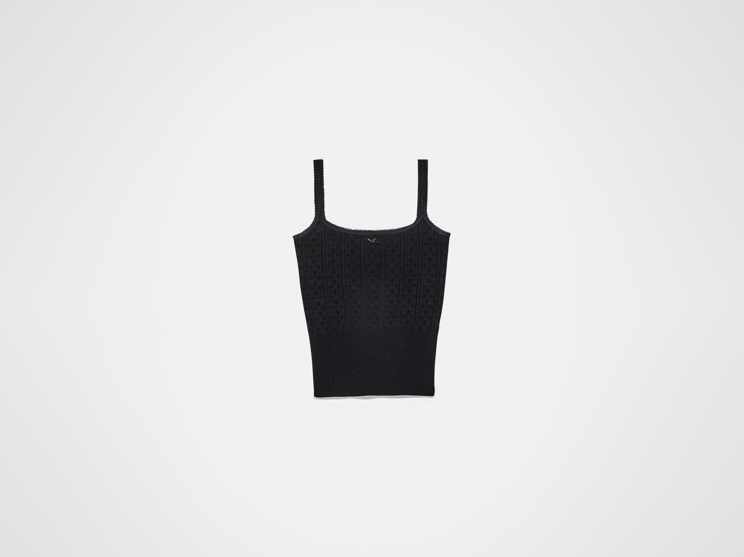 pointelle tank top black Product Front 5