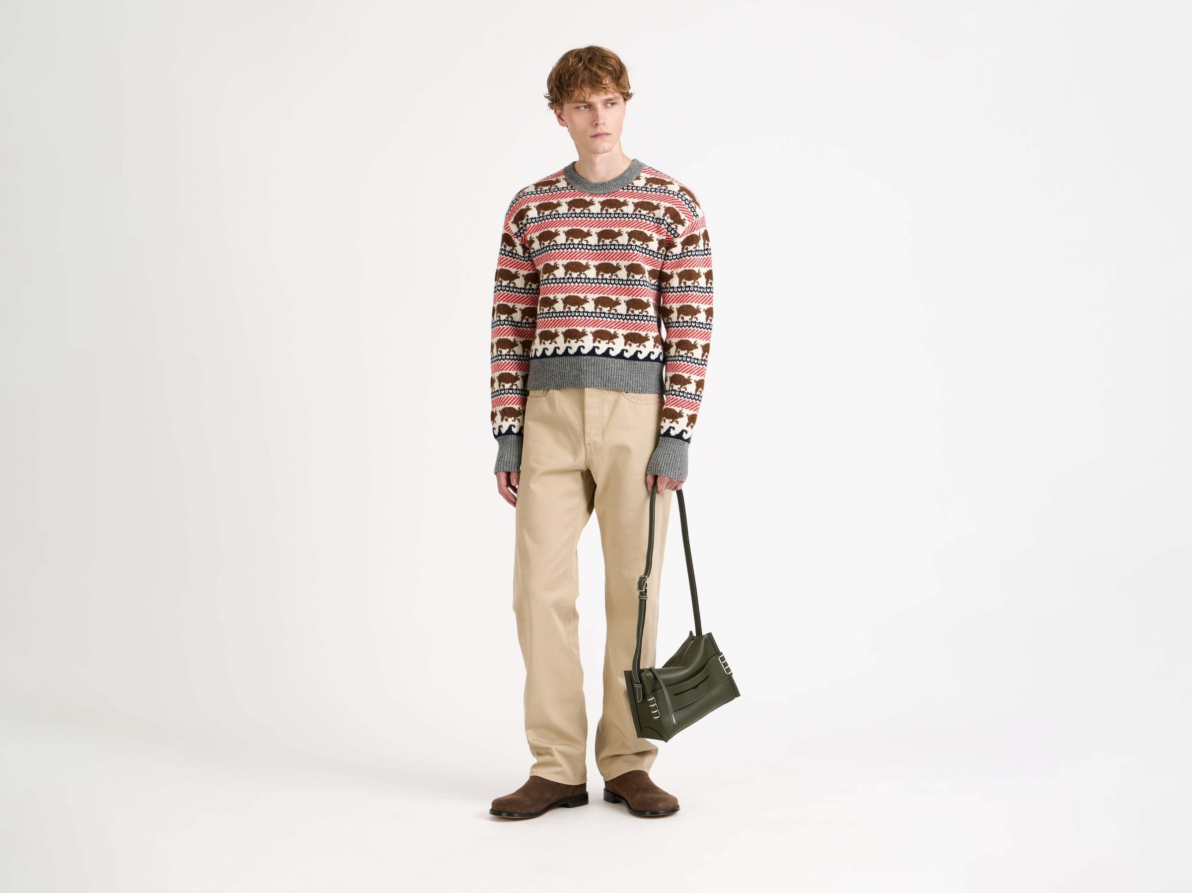 FAIRISLE 'PIG' JUMPER IN RED
