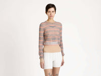 sheer fair isle longsleeve top burgundy Model Detail 1