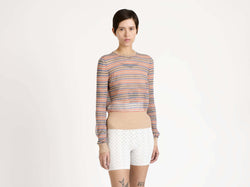 sheer fair isle longsleeve top burgundy Model Detail 1