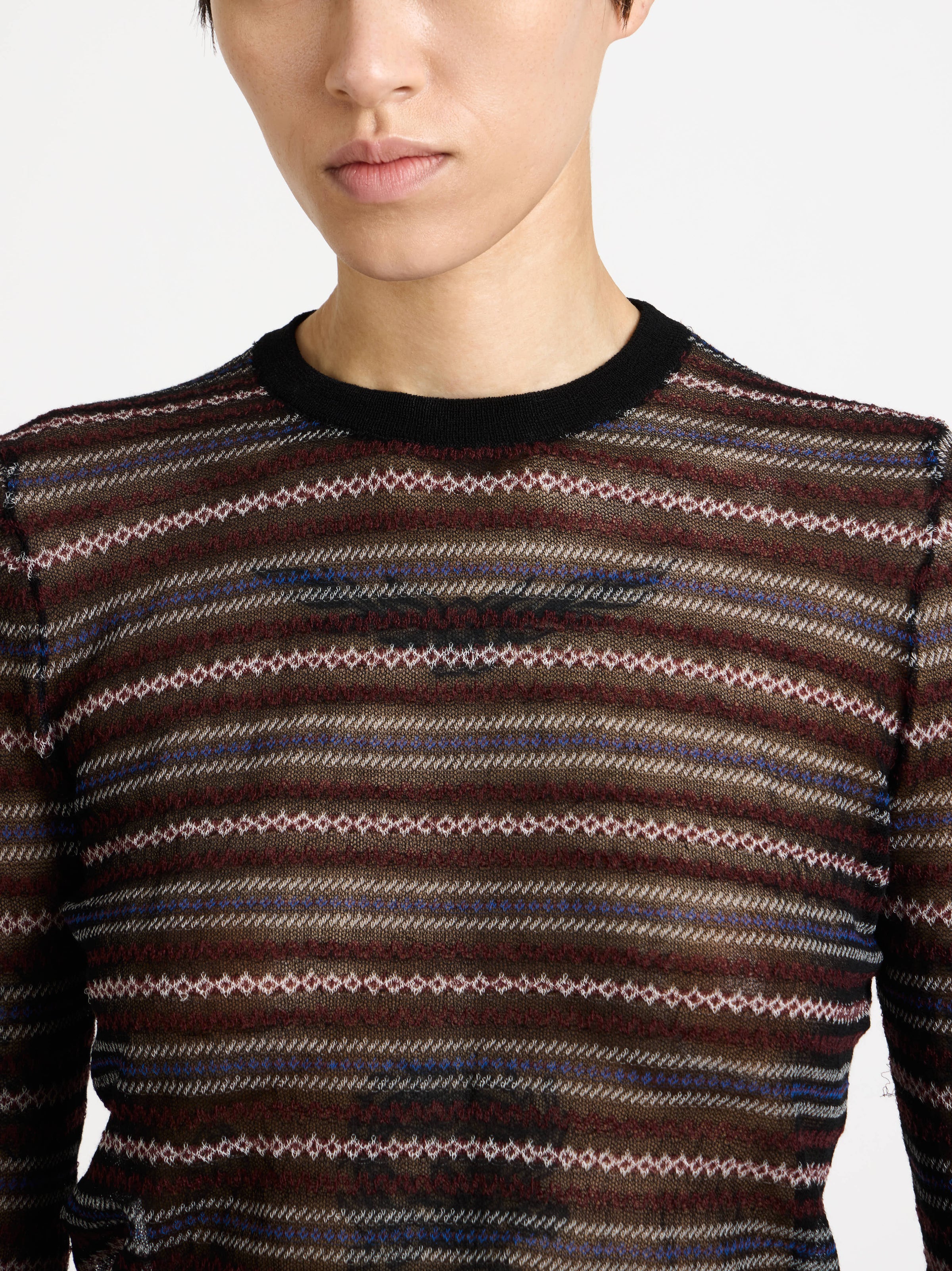 sheer fair isle longsleeve top black Model Detail 4
