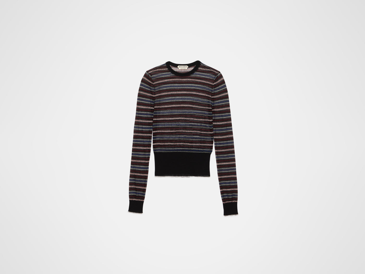 sheer fair isle longsleeve top black Product Front 7