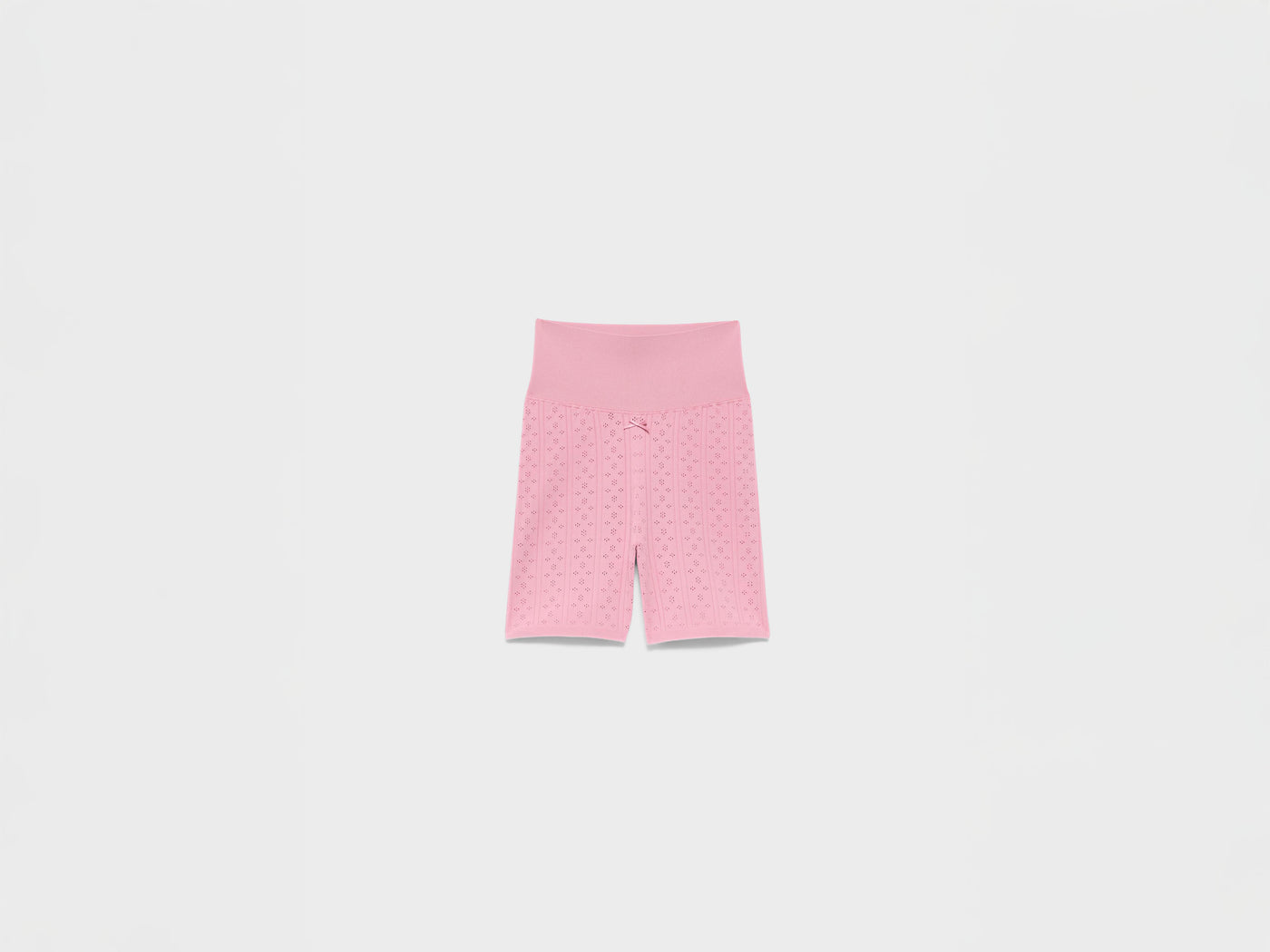 WOMENS KNITTED POINTELLE FITTED SHORTS IN ROSE PINK