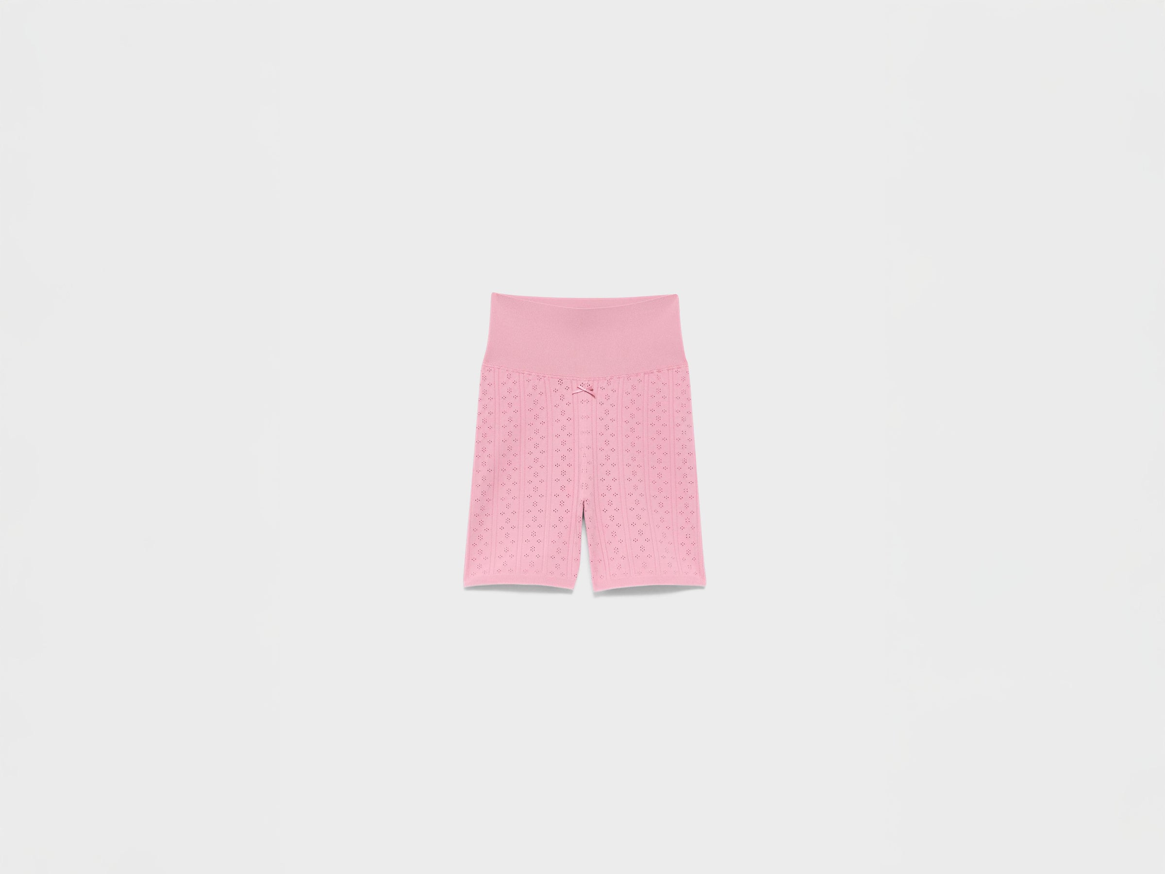 WOMENS KNITTED POINTELLE FITTED SHORTS IN ROSE PINK