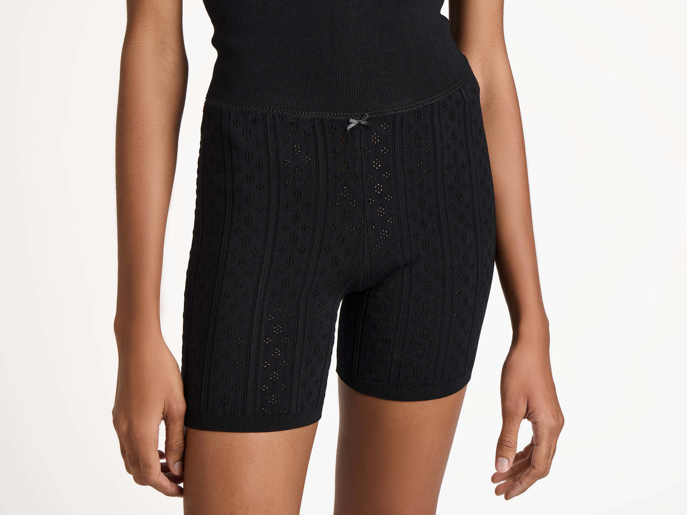 pointelle shorts black Model Detail 4