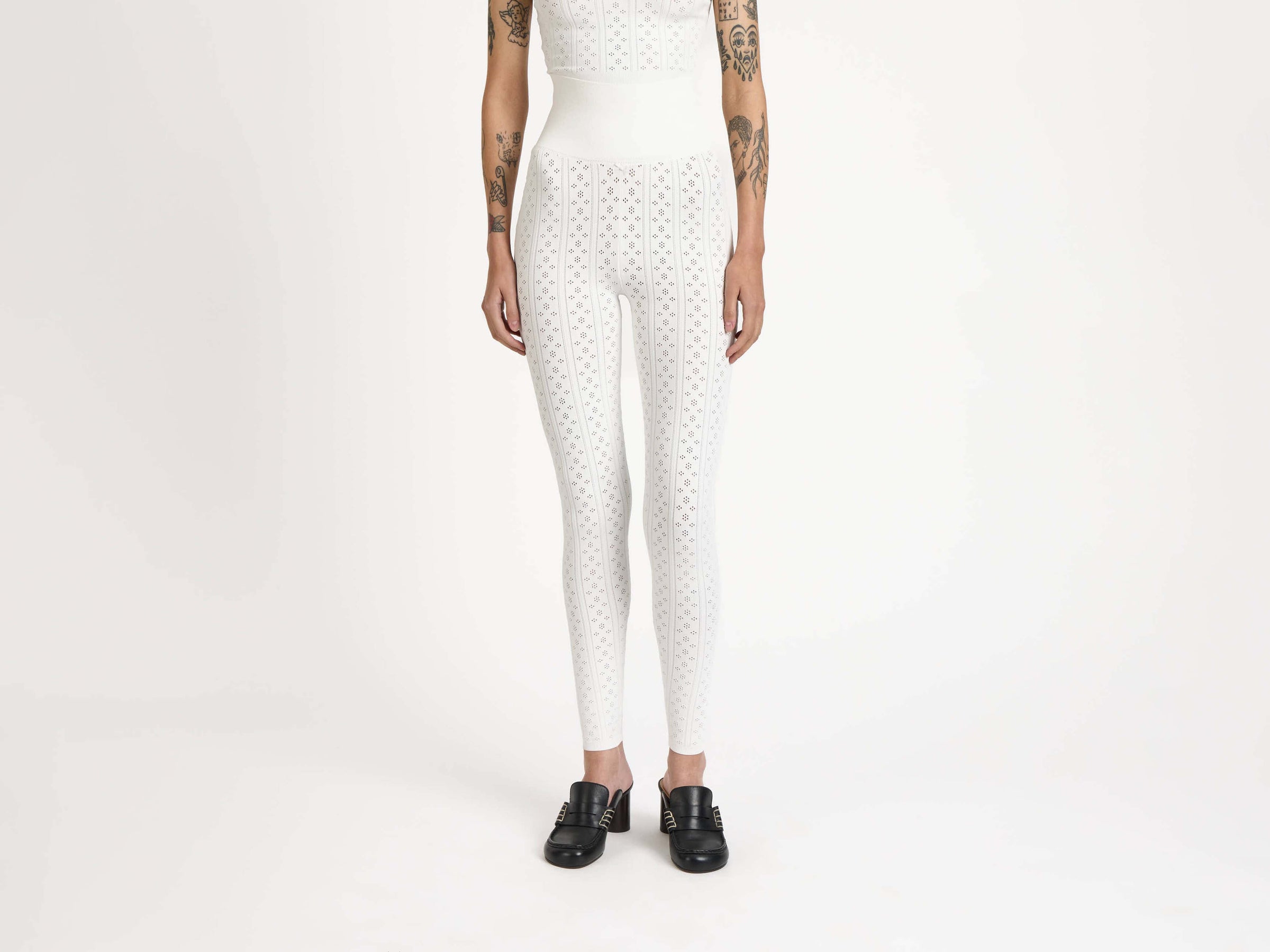 pointelle leggings off white Model Detail 5