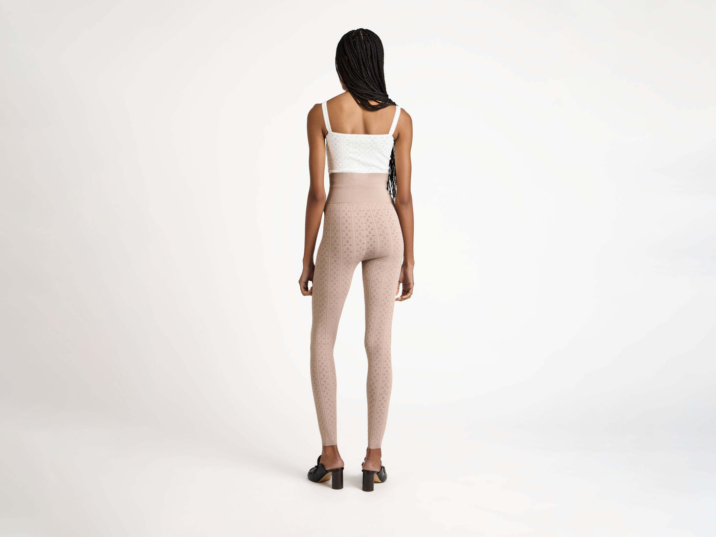 pointelle leggings taupe Model Back 7