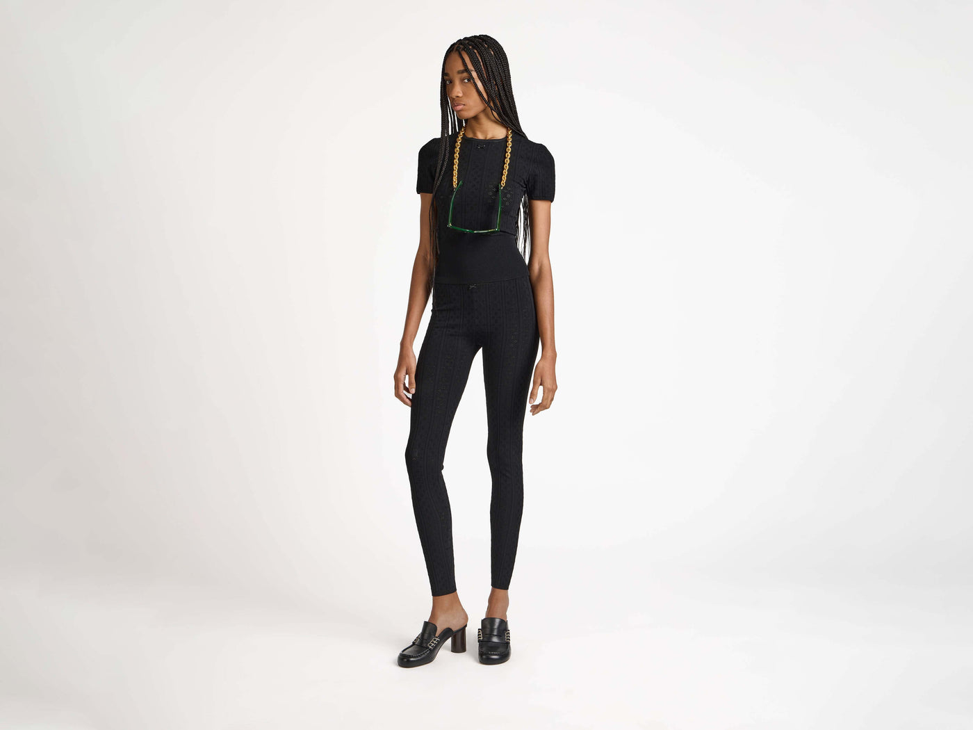 pointelle leggings black Model Front 3