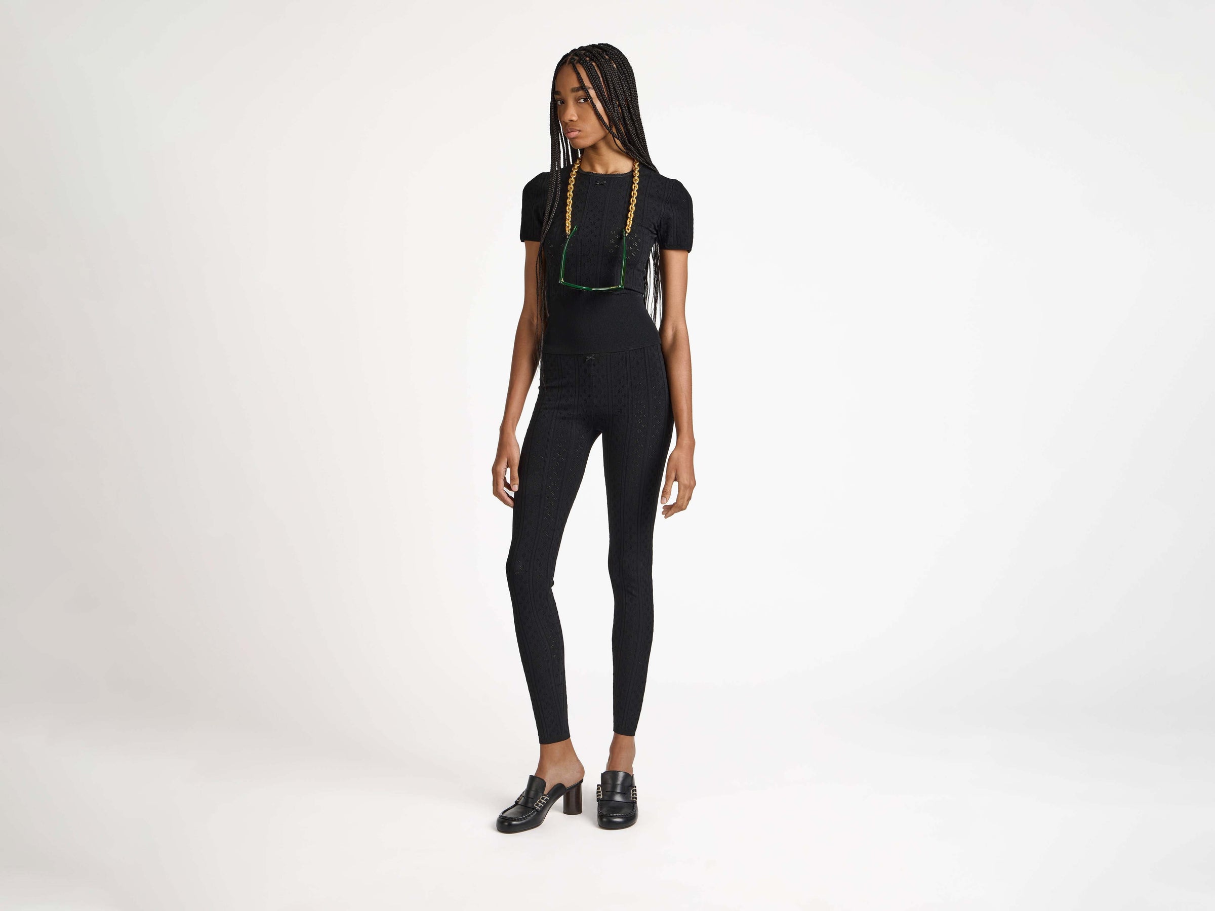 pointelle leggings black Model Front 3