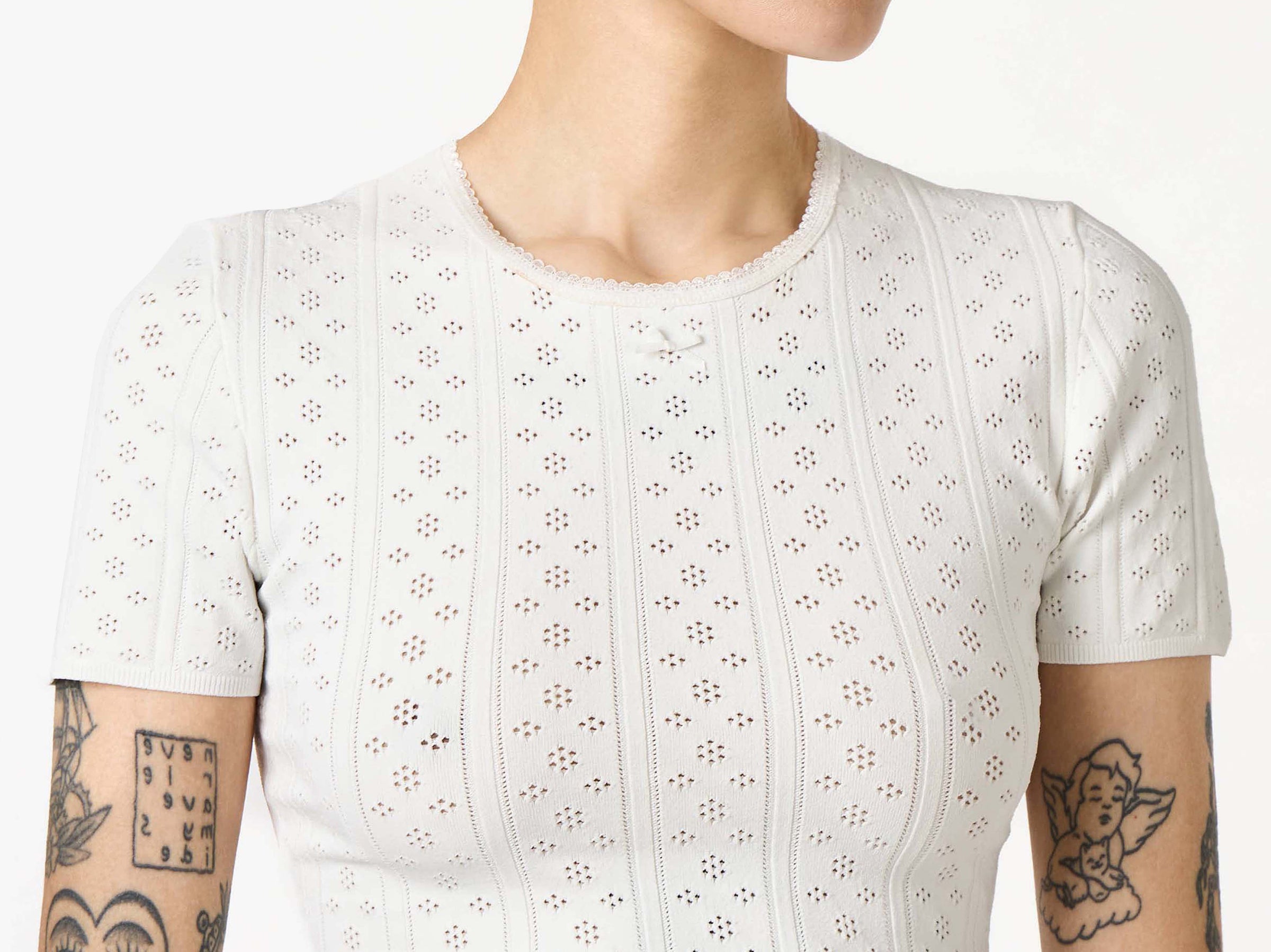 pointelle tee off white Model Detail 3