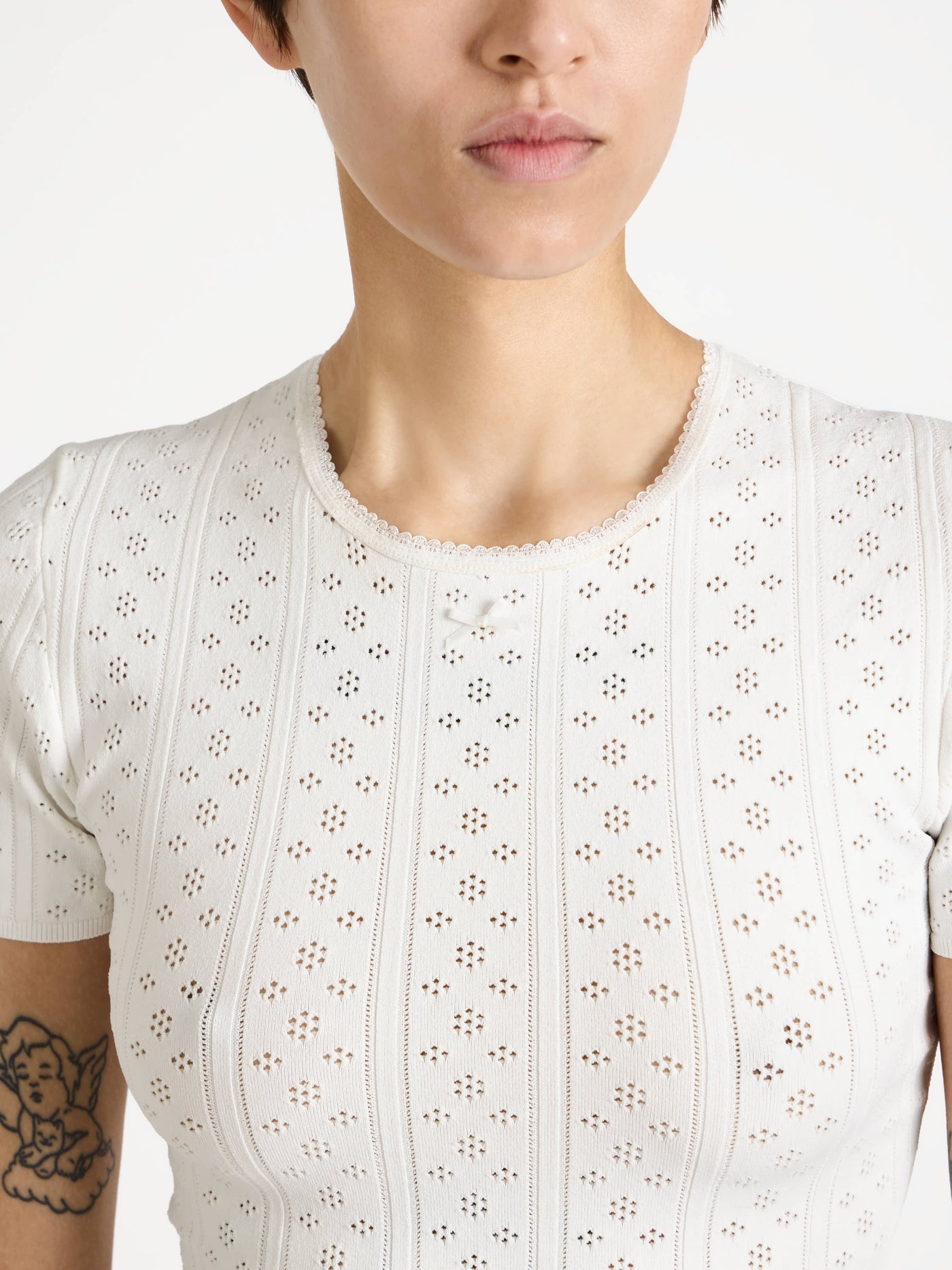 pointelle tee off white Model Detail 8