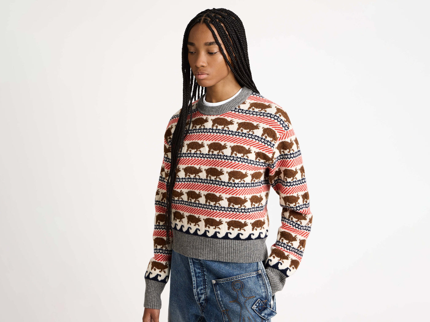 pig fair isle jumper red 1 Model Detail 7