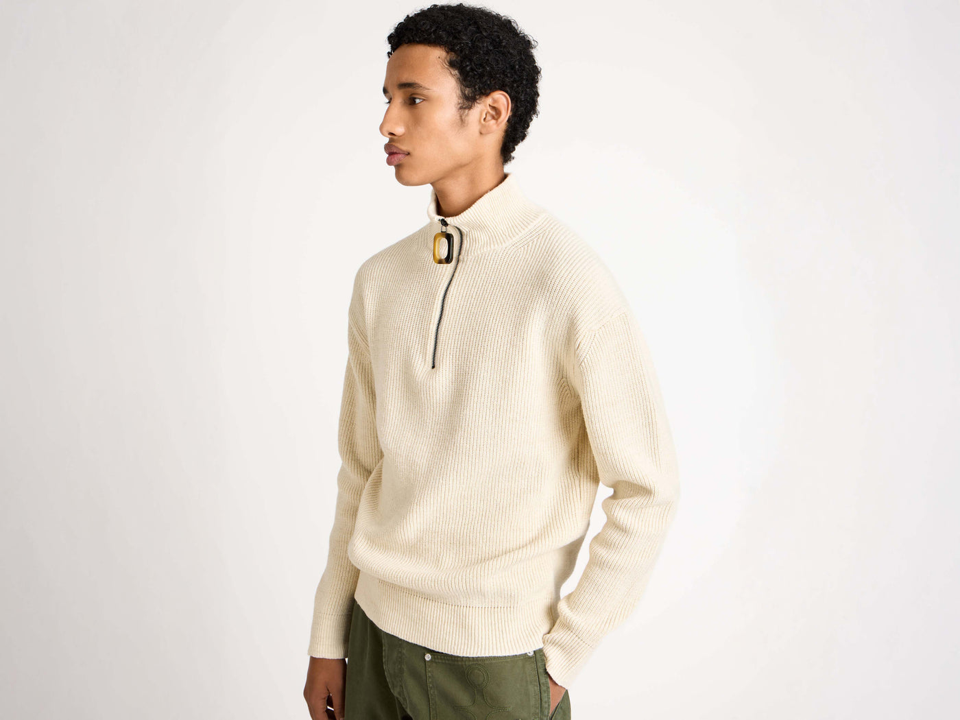 HALF ZIP JUMPER IN IVORY