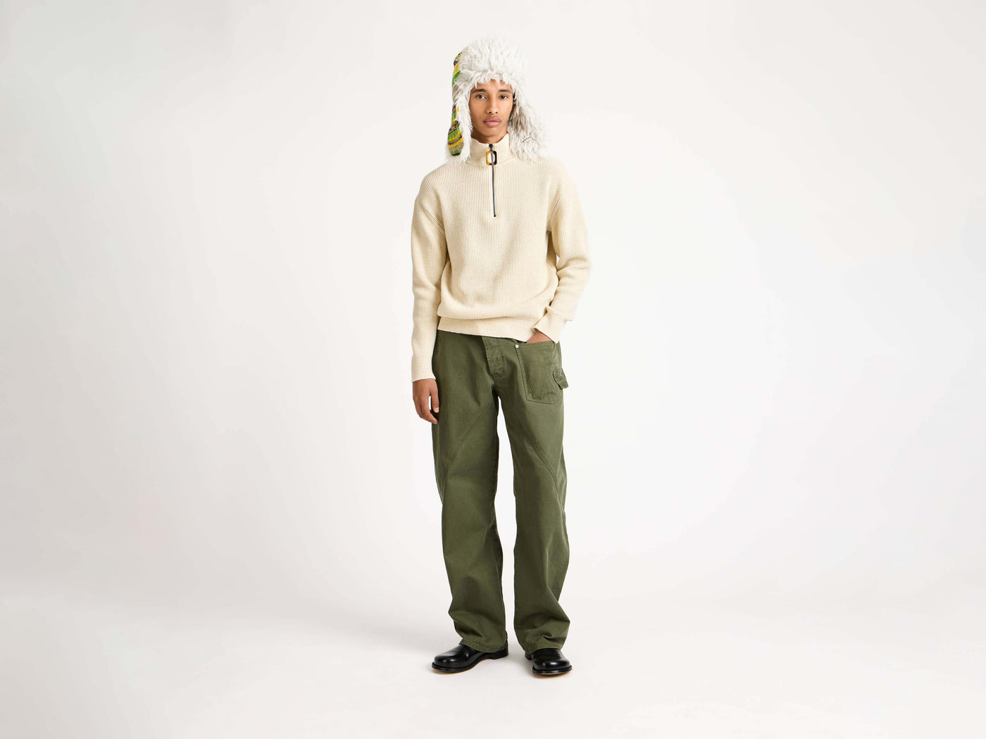 half zip jumper ivory Model Front 5