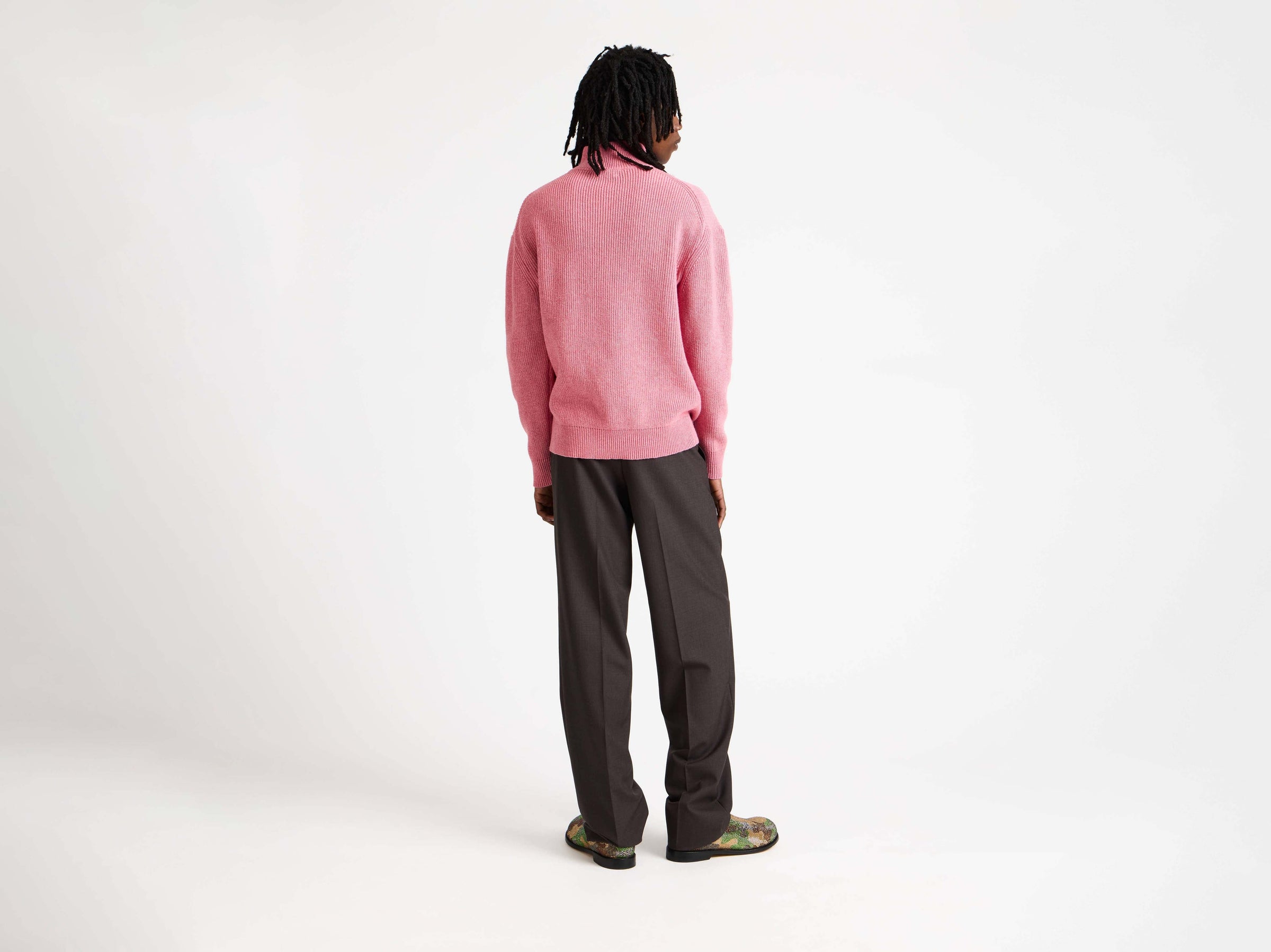 MENS HALF ZIP JUMPER IN BUBBLEGUM