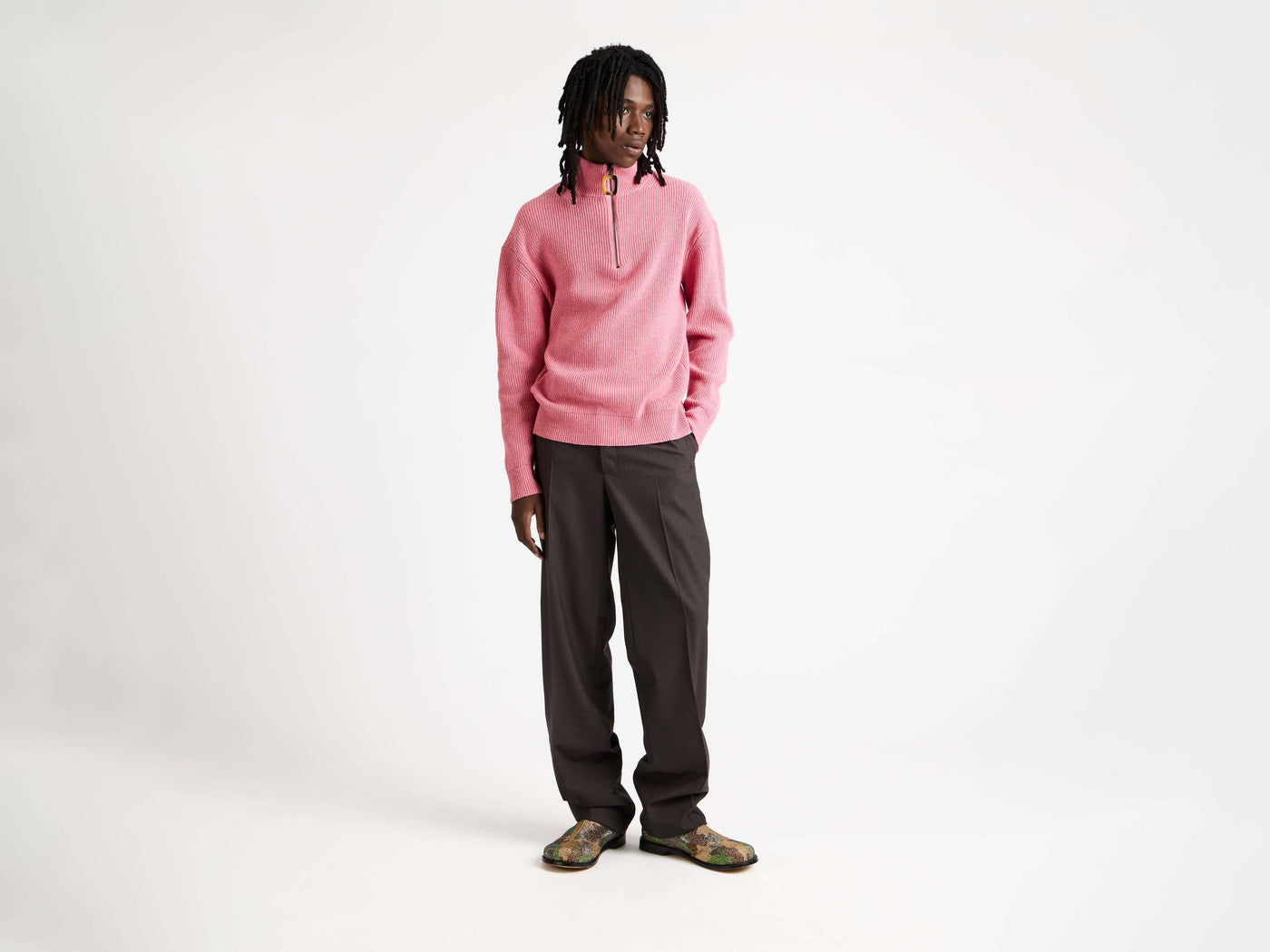 half zip jumper bubblegum Model Front 5