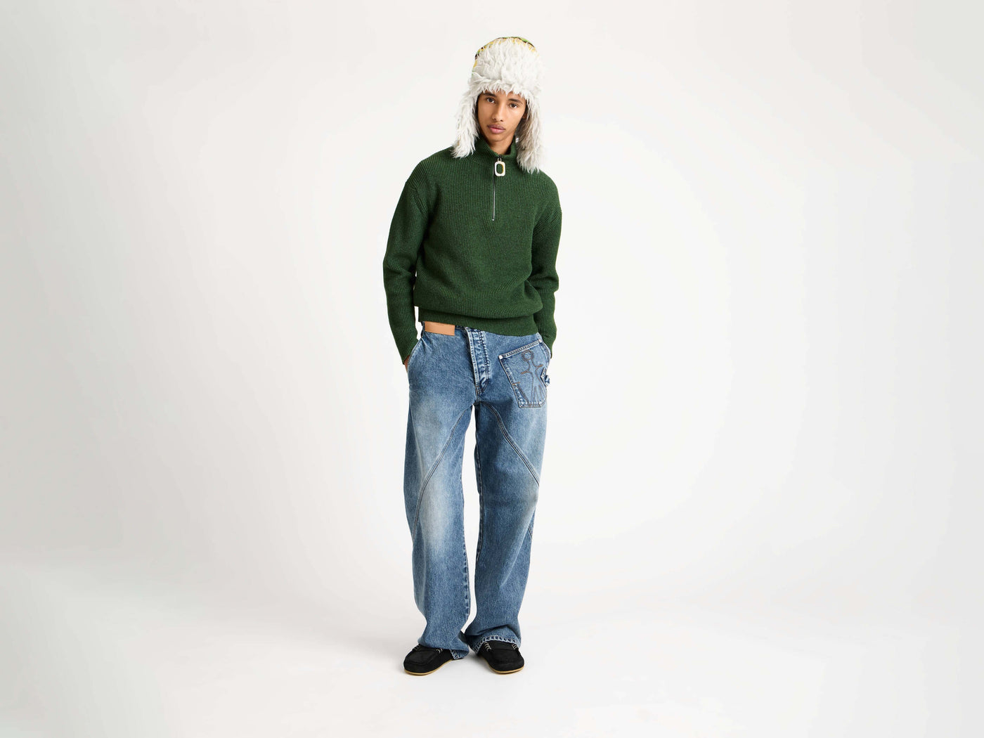 HALF ZIP JUMPER IN PINE