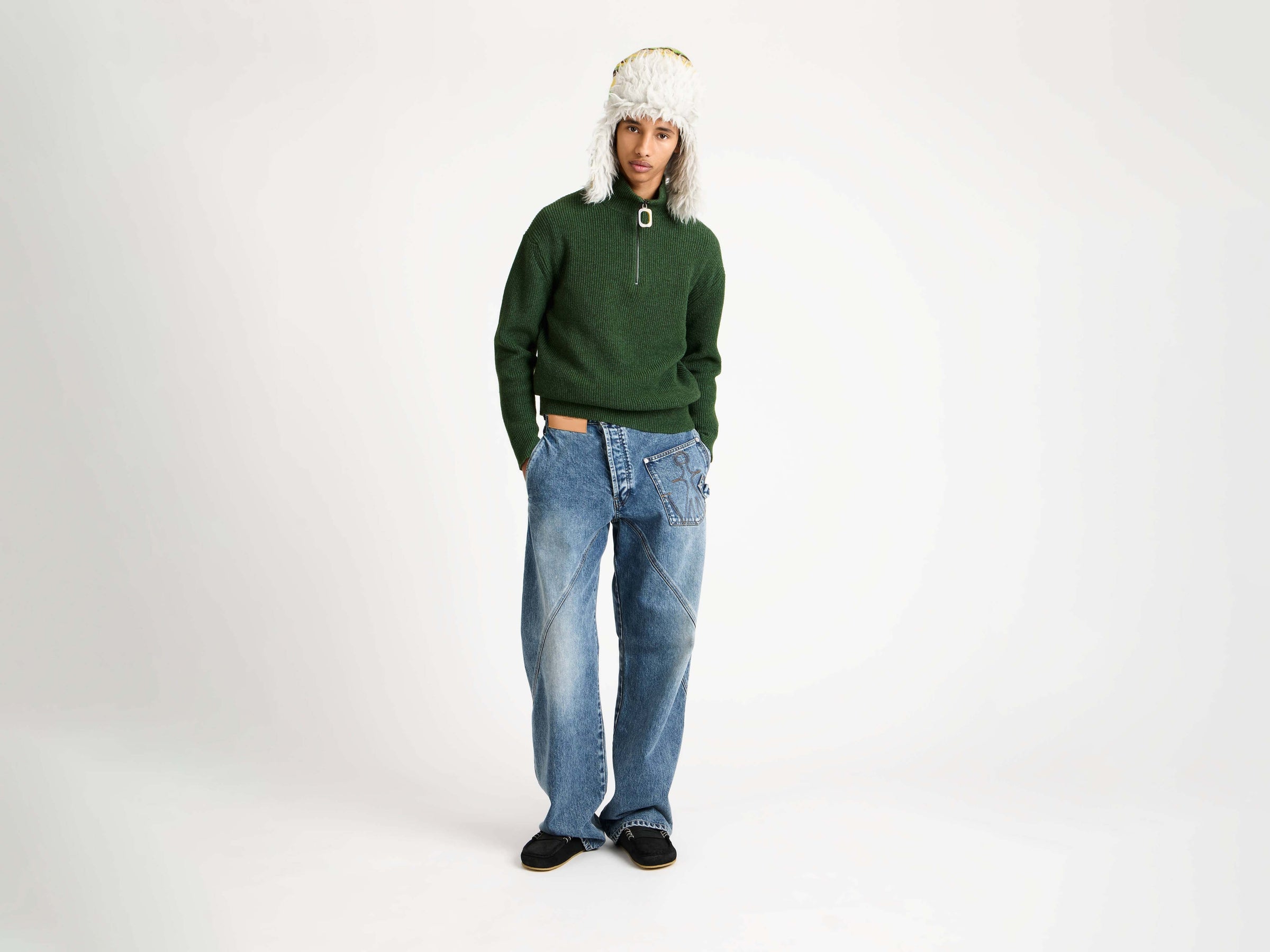 HALF ZIP JUMPER IN PINE
