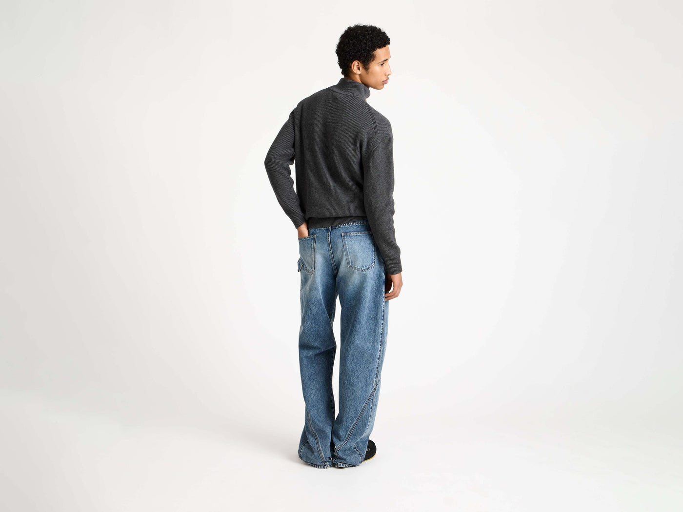 half zip jumper steel Model Back 2