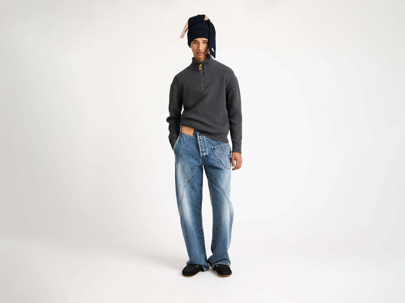 half zip jumper steel Model Front 5