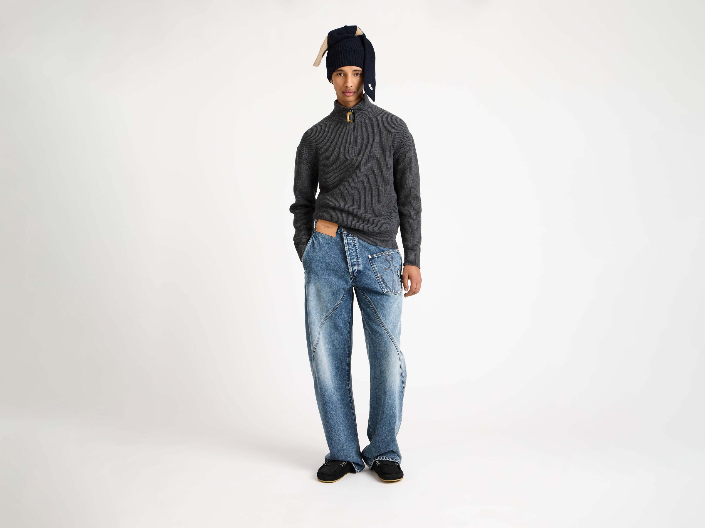 half zip jumper steel Model Front 5