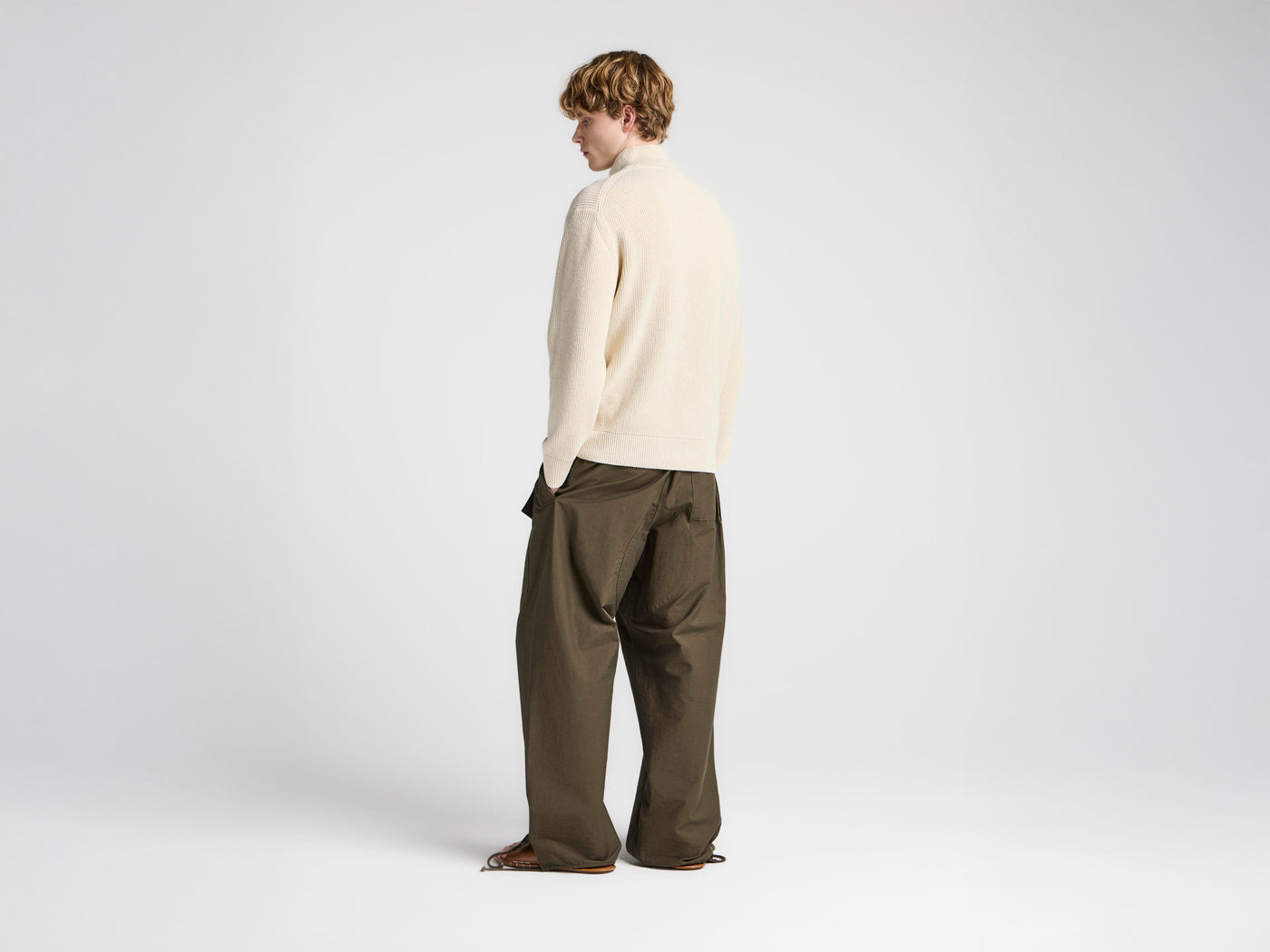 MENS HALF ZIP JUMPER IN IVORY