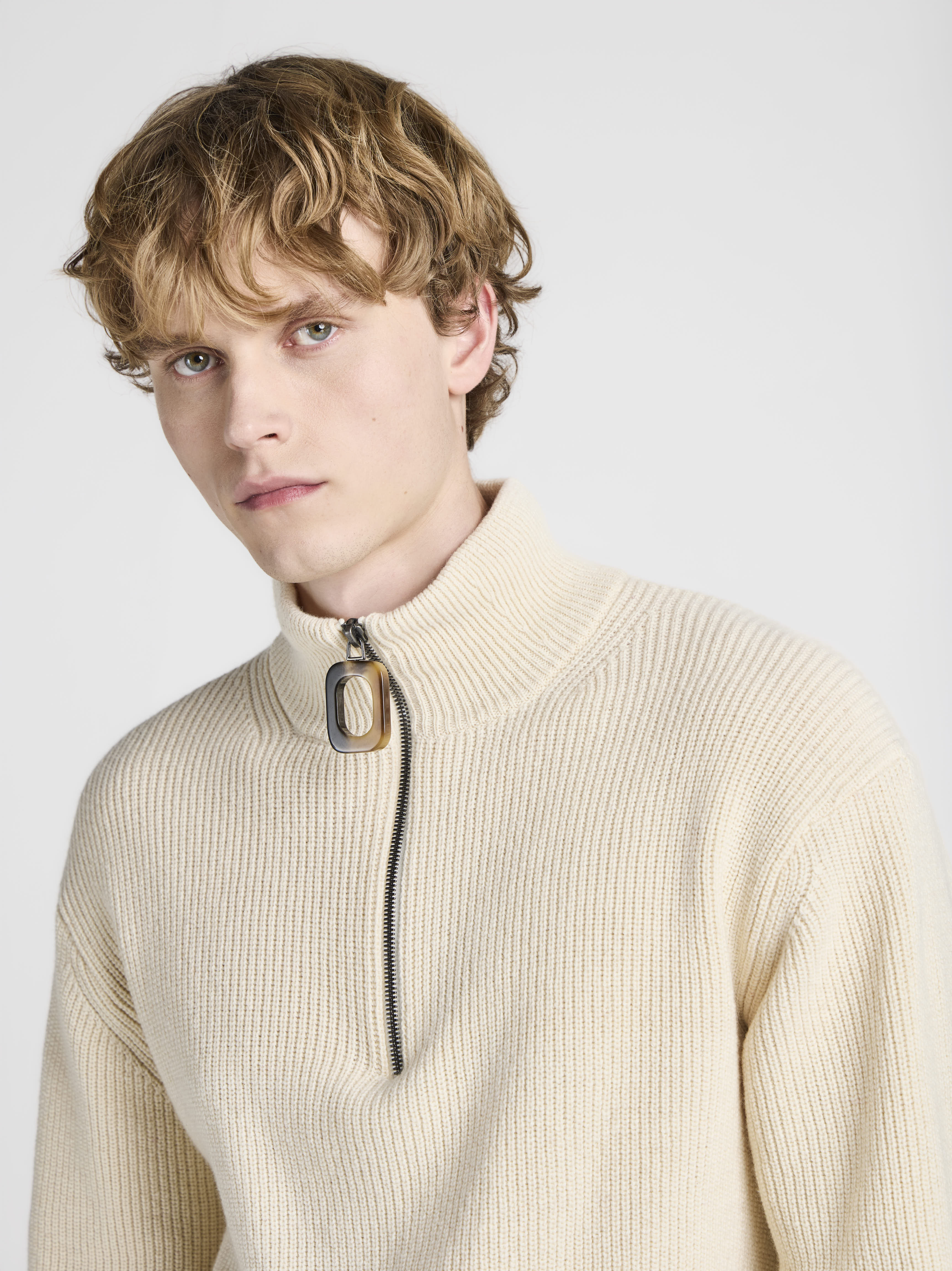 MENS HALF ZIP JUMPER IN IVORY in IVORY KW1481YN0542006XXS | JW