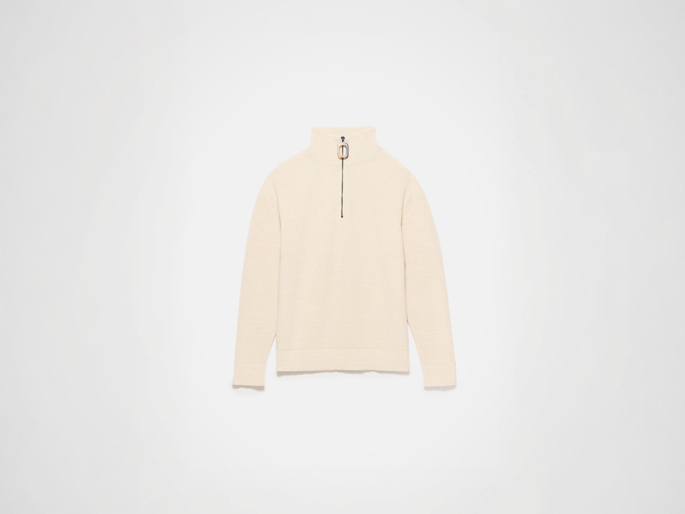 MENS HALF ZIP JUMPER IN IVORY