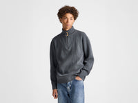 MENS HALF ZIP JUMPER IN STEEL