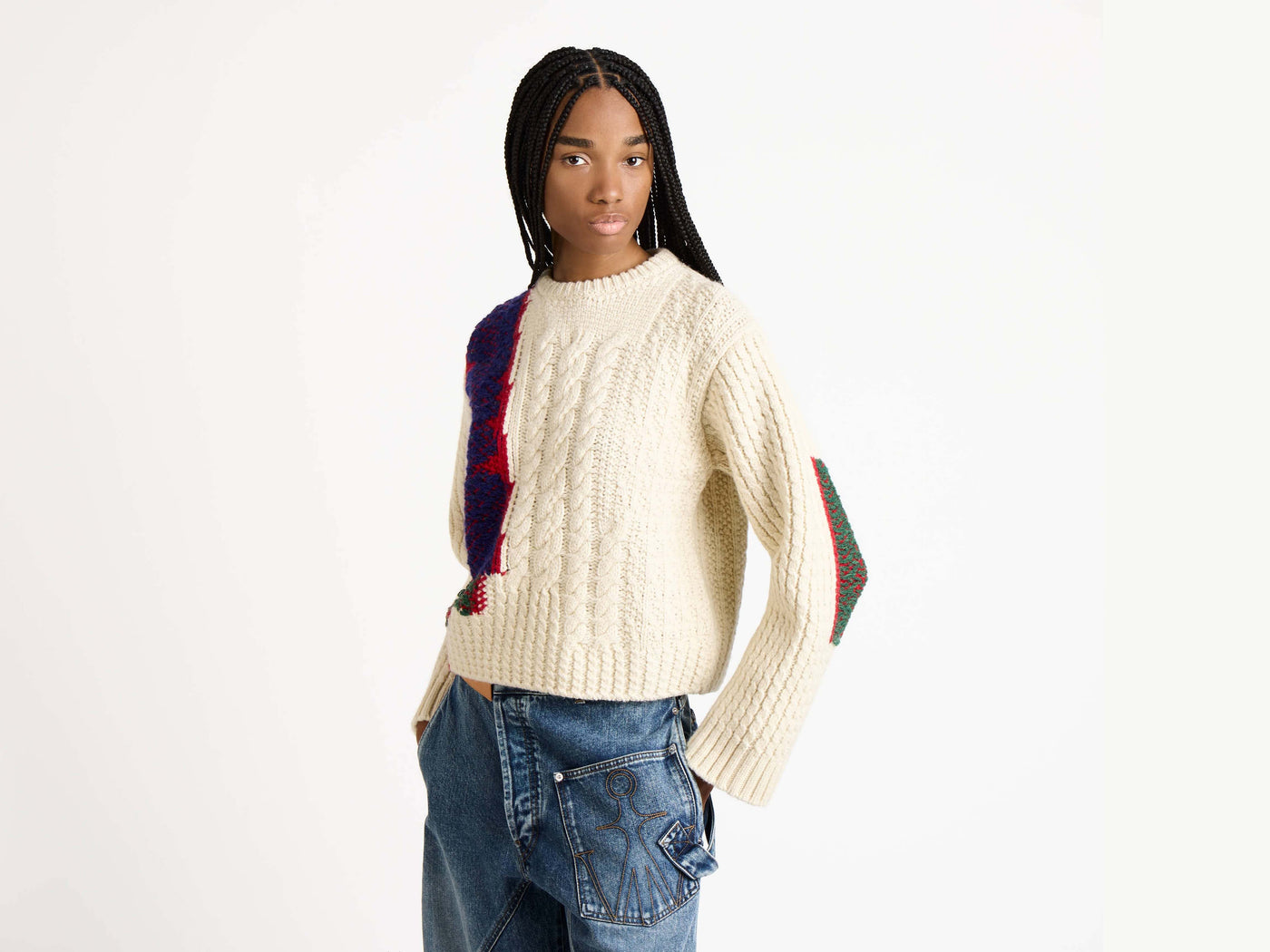 CABLE-KNIT JUMPER IN IVORY